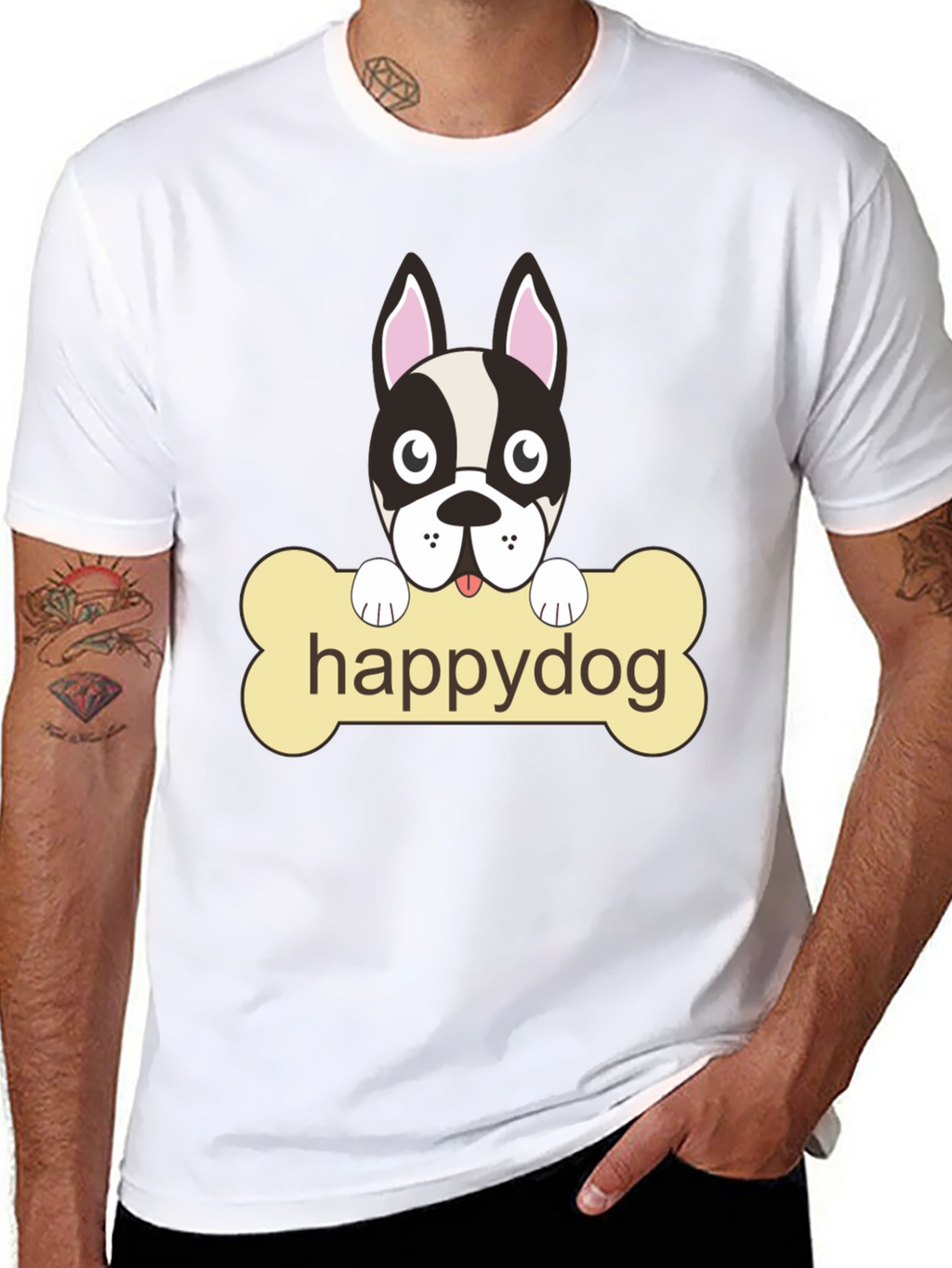 Happy Dog Black Graphic T-Shirt