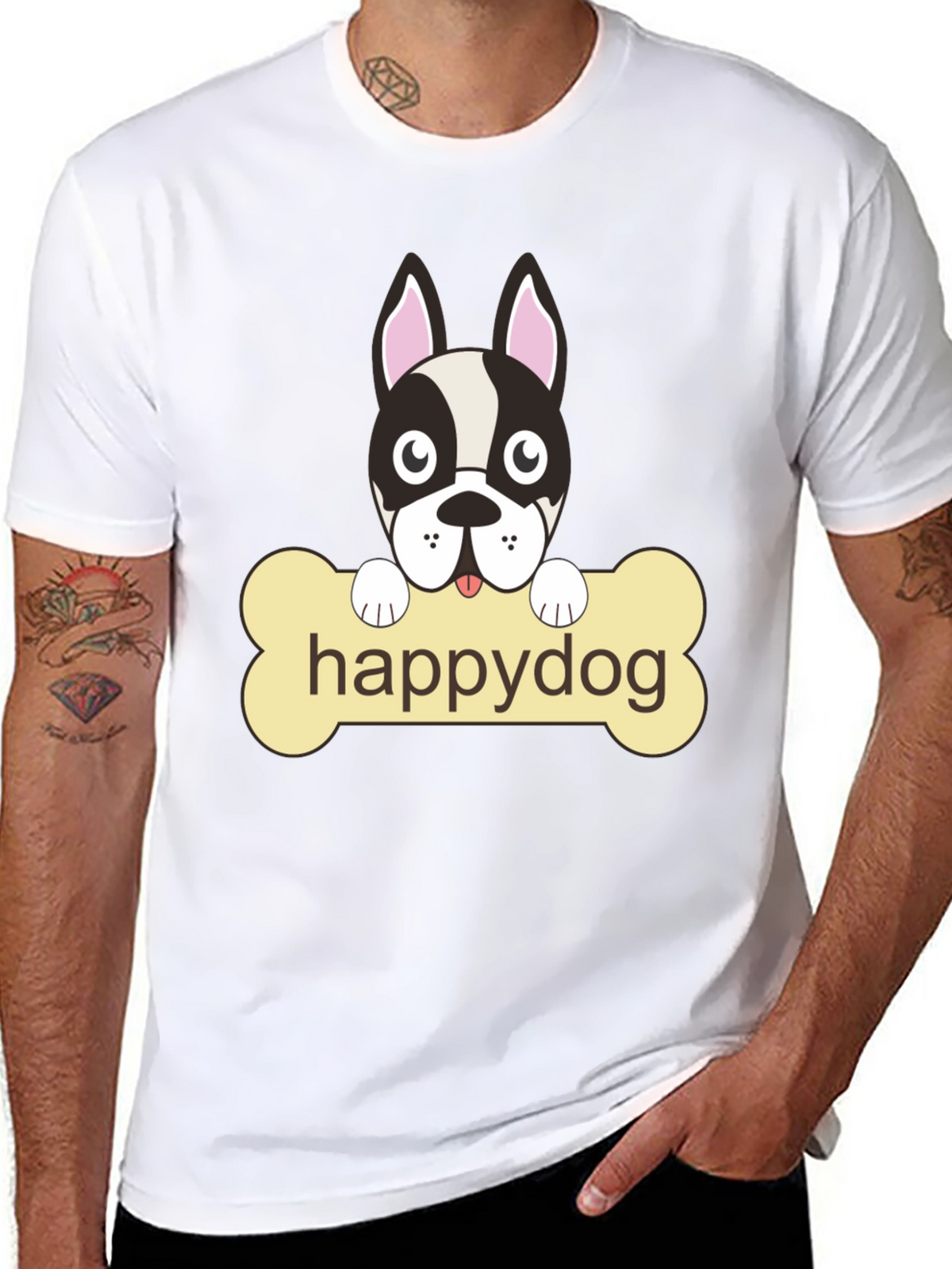 Happy Dog Black Graphic T-Shirt