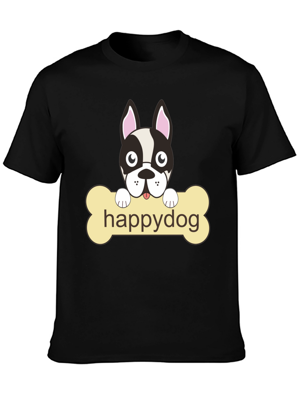 Happy Dog Black Graphic T-Shirt
