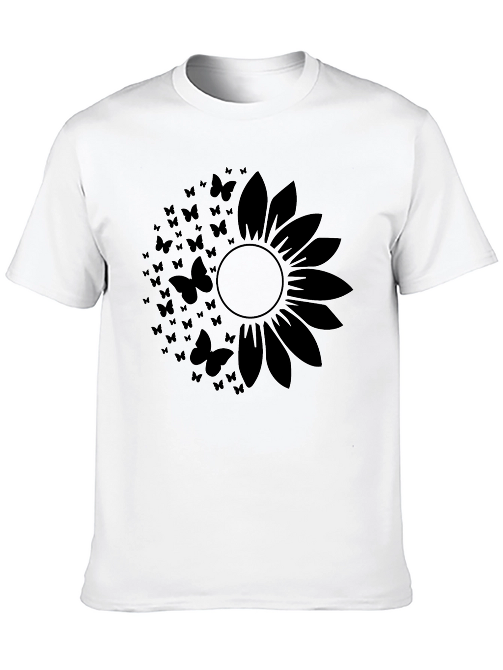 Butterfly Sunflower Black T-Shirt