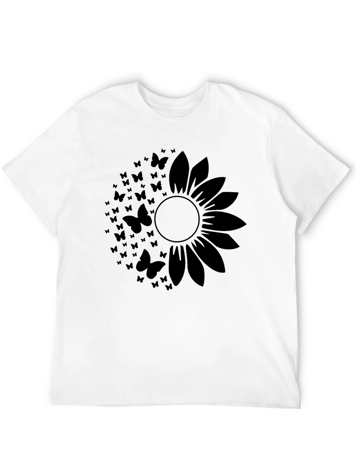 Butterfly Sunflower Black T-Shirt