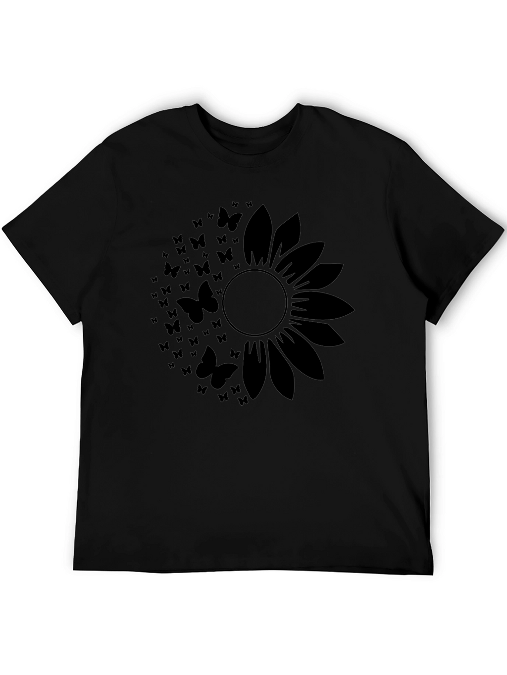 Butterfly Sunflower Black T-Shirt