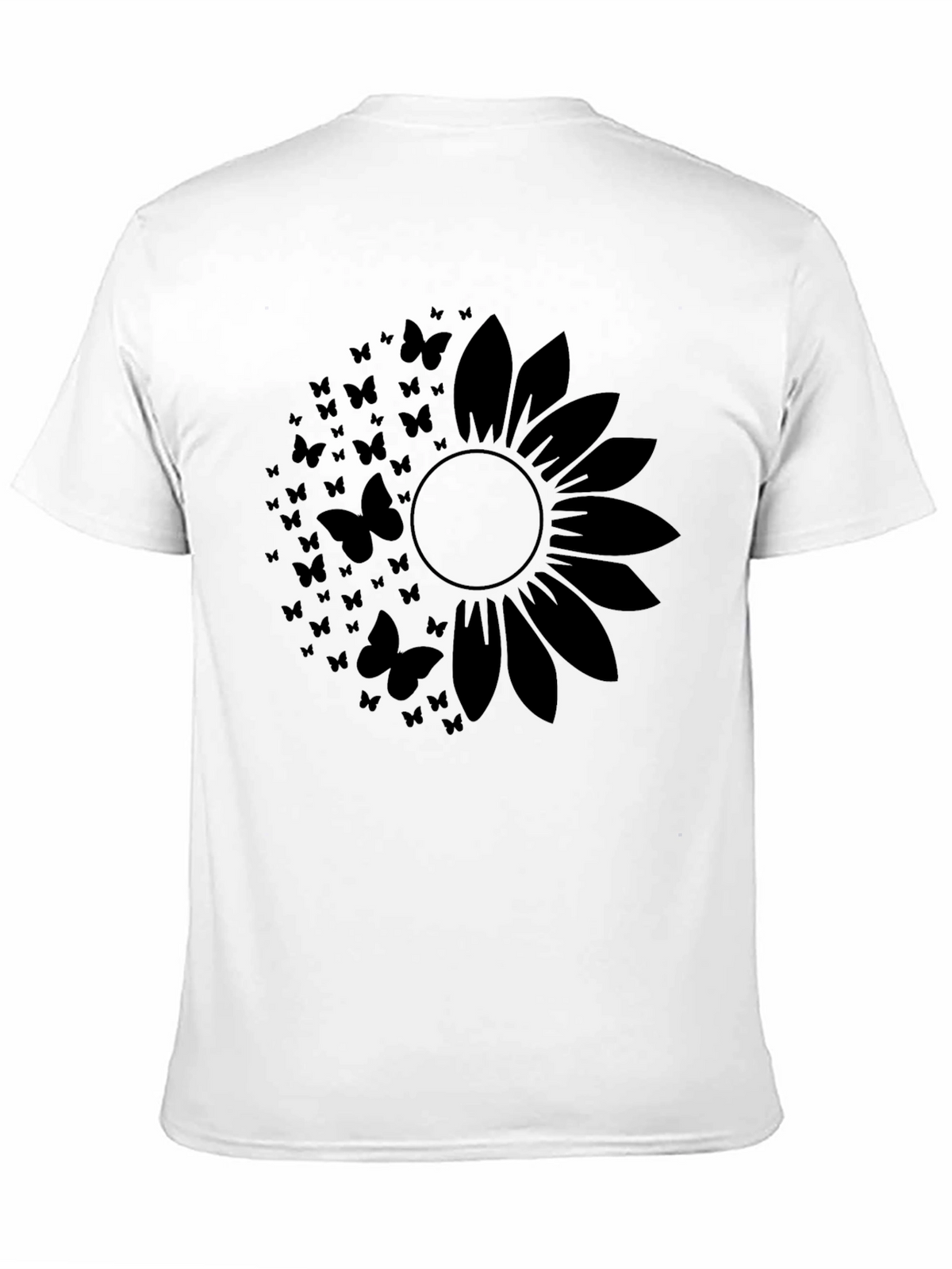 Butterfly Sunflower Black T-Shirt