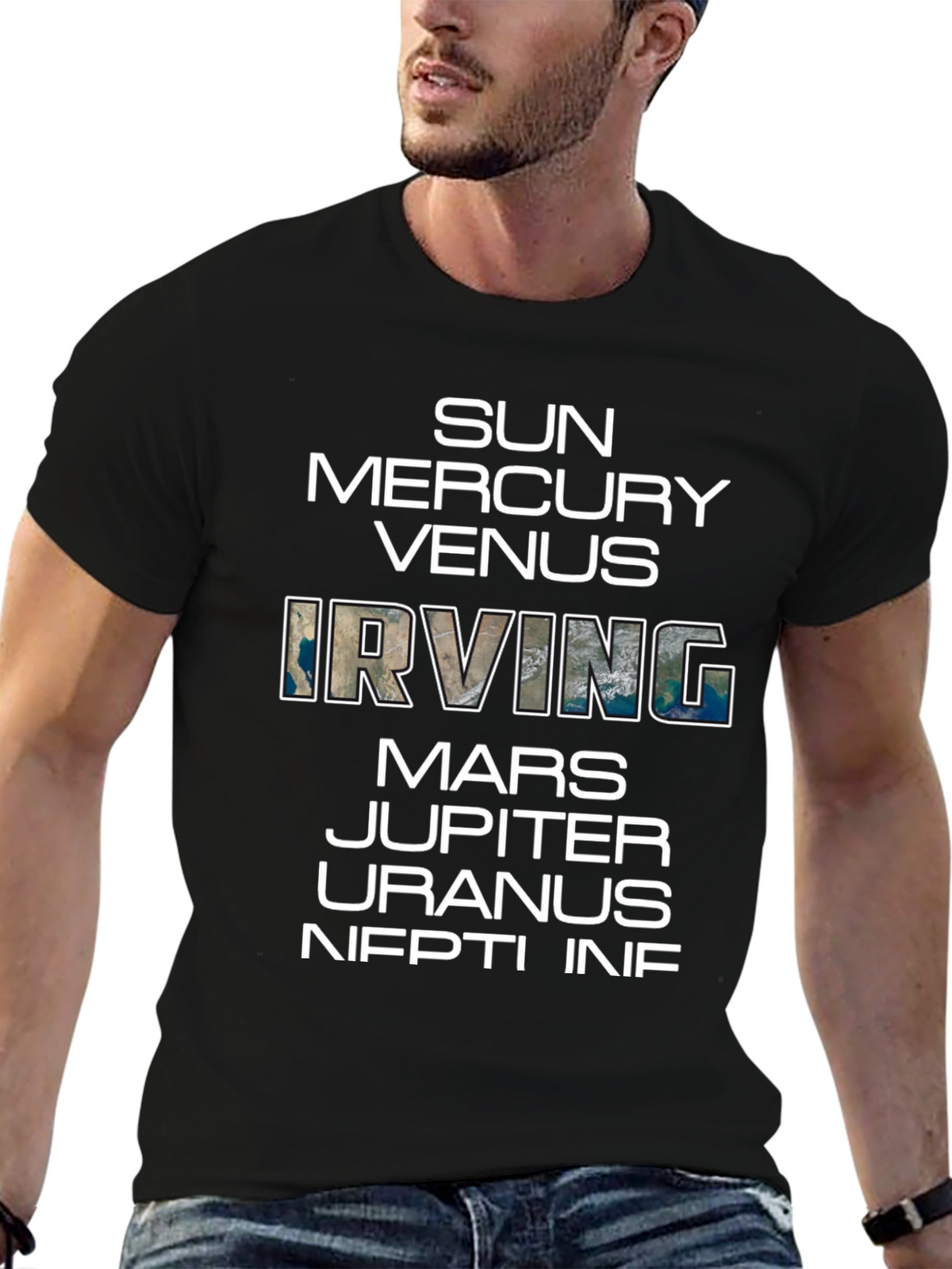 Planets & Irving Graphic Black T-Shirt