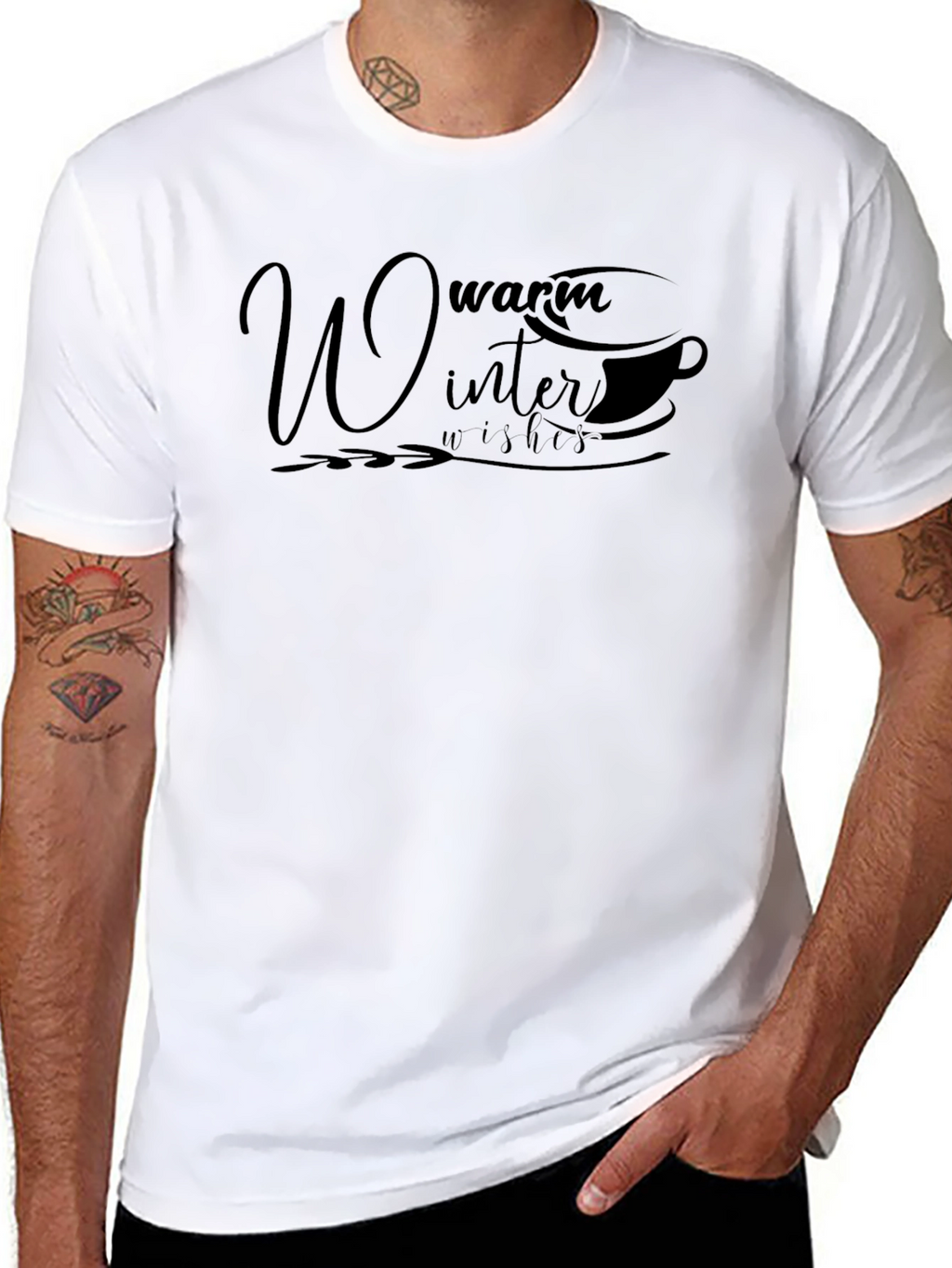 Warm Winter Wishes Black Graphic Tee