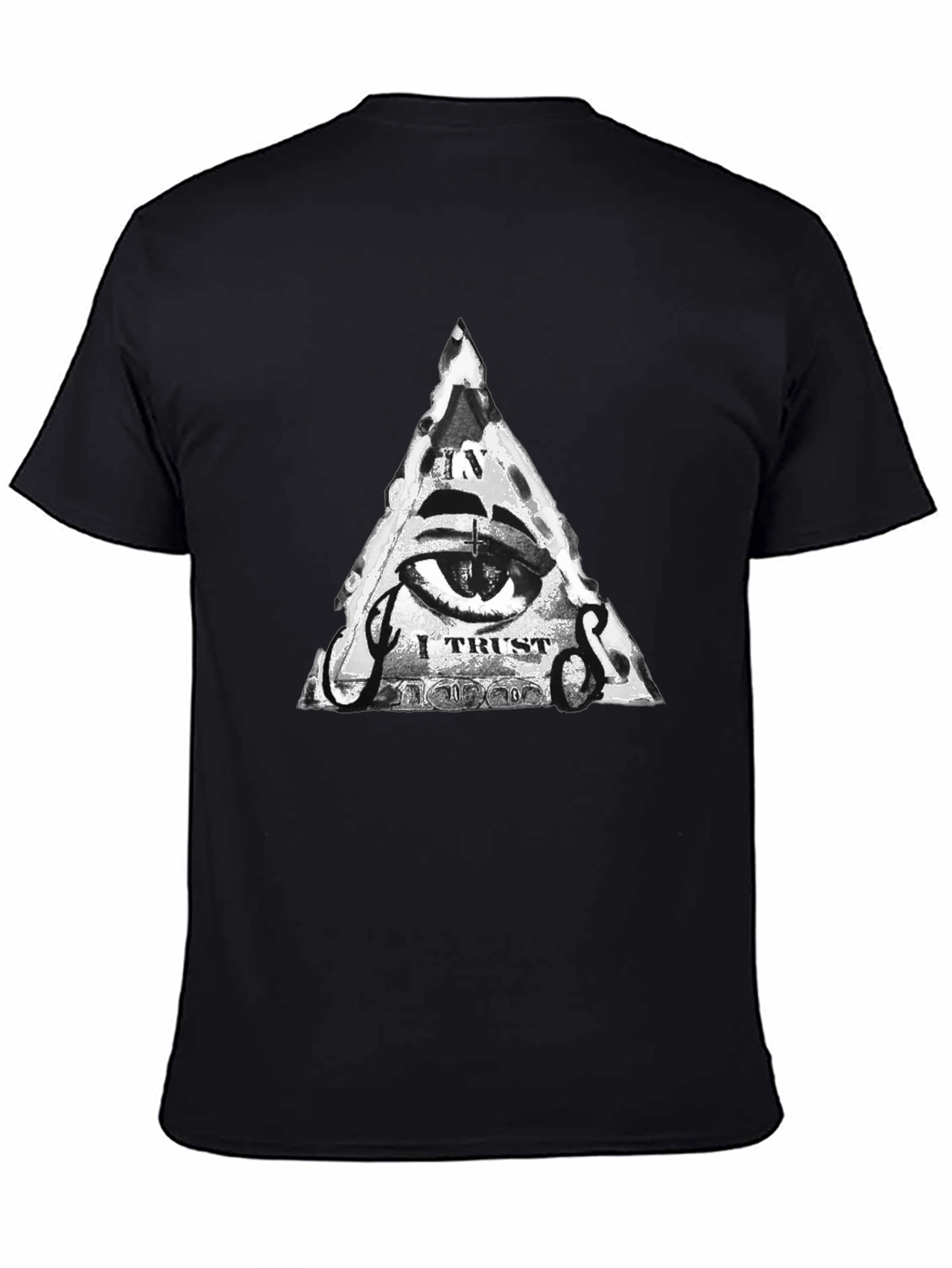 Mens Black T-Shirt with Illuminati Eye Graphic
