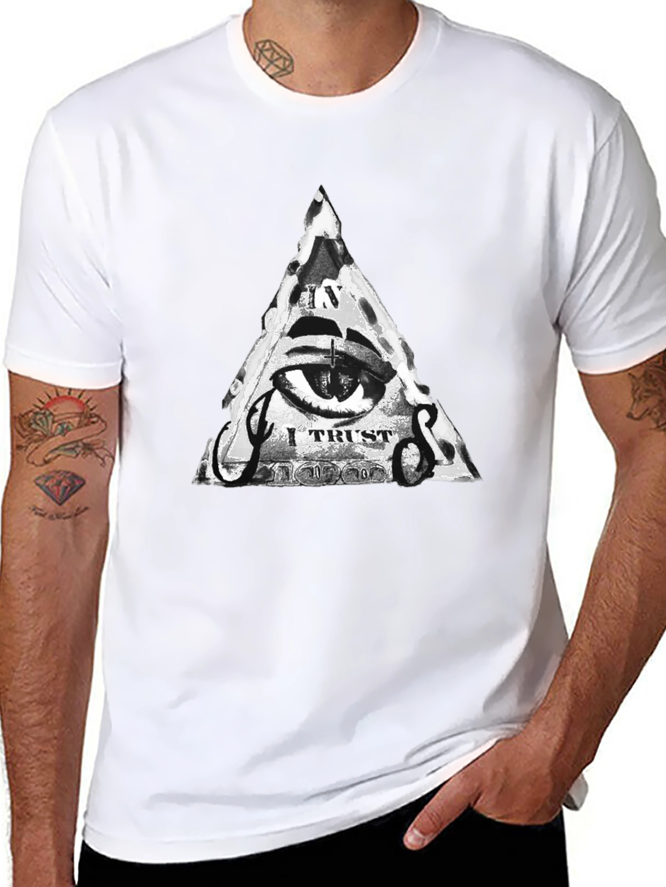 Mens Black T-Shirt with Illuminati Eye Graphic