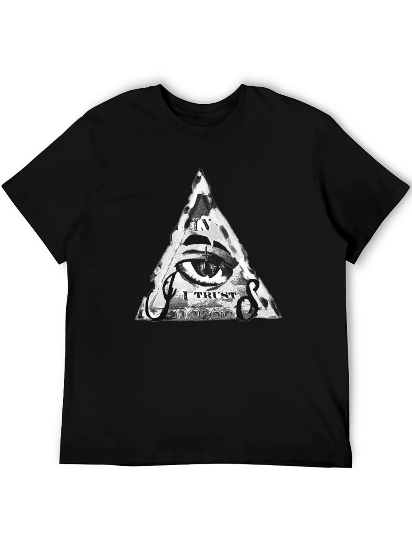Mens Black T-Shirt with Illuminati Eye Graphic