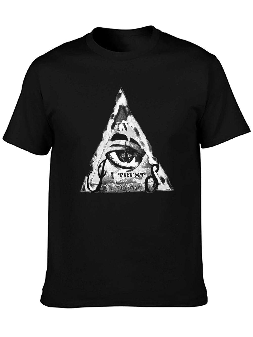 Mens Black T-Shirt with Illuminati Eye Graphic