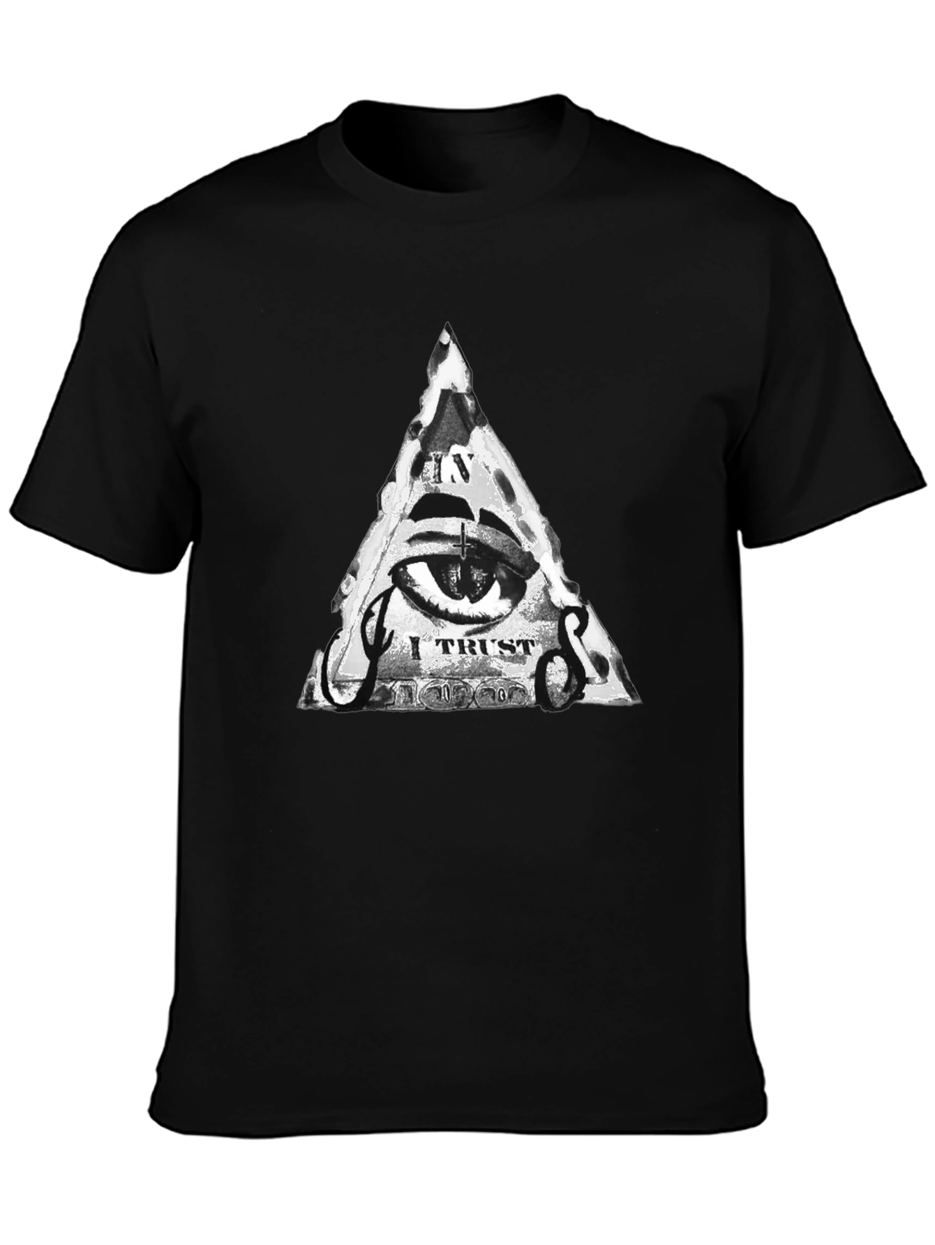Mens Black T-Shirt with Illuminati Eye Graphic