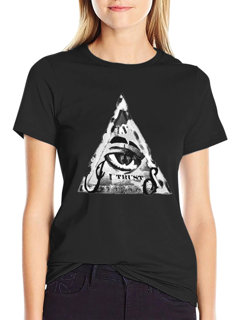 Mens Black T-Shirt with Illuminati Eye Graphic