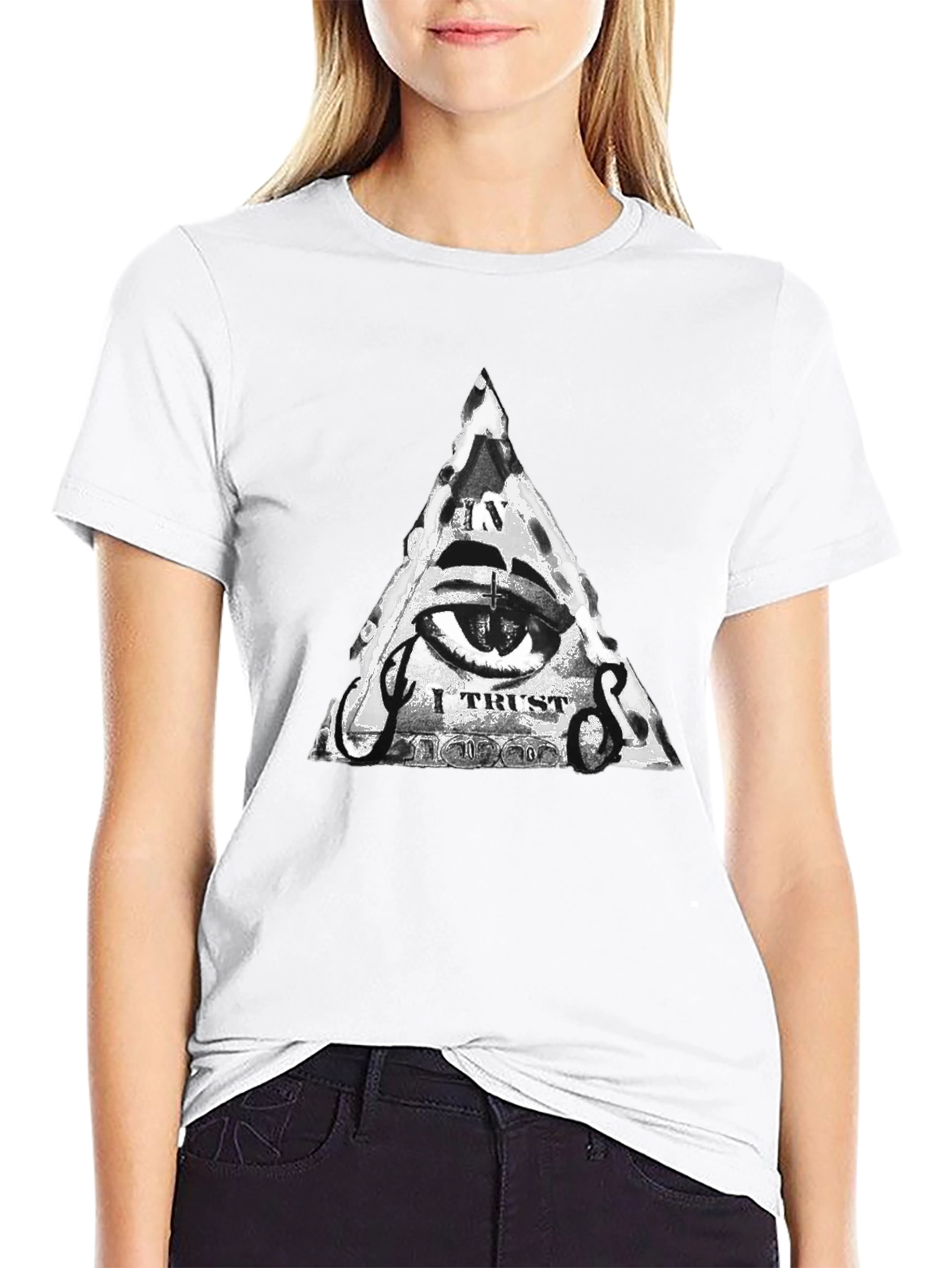Mens Black T-Shirt with Illuminati Eye Graphic