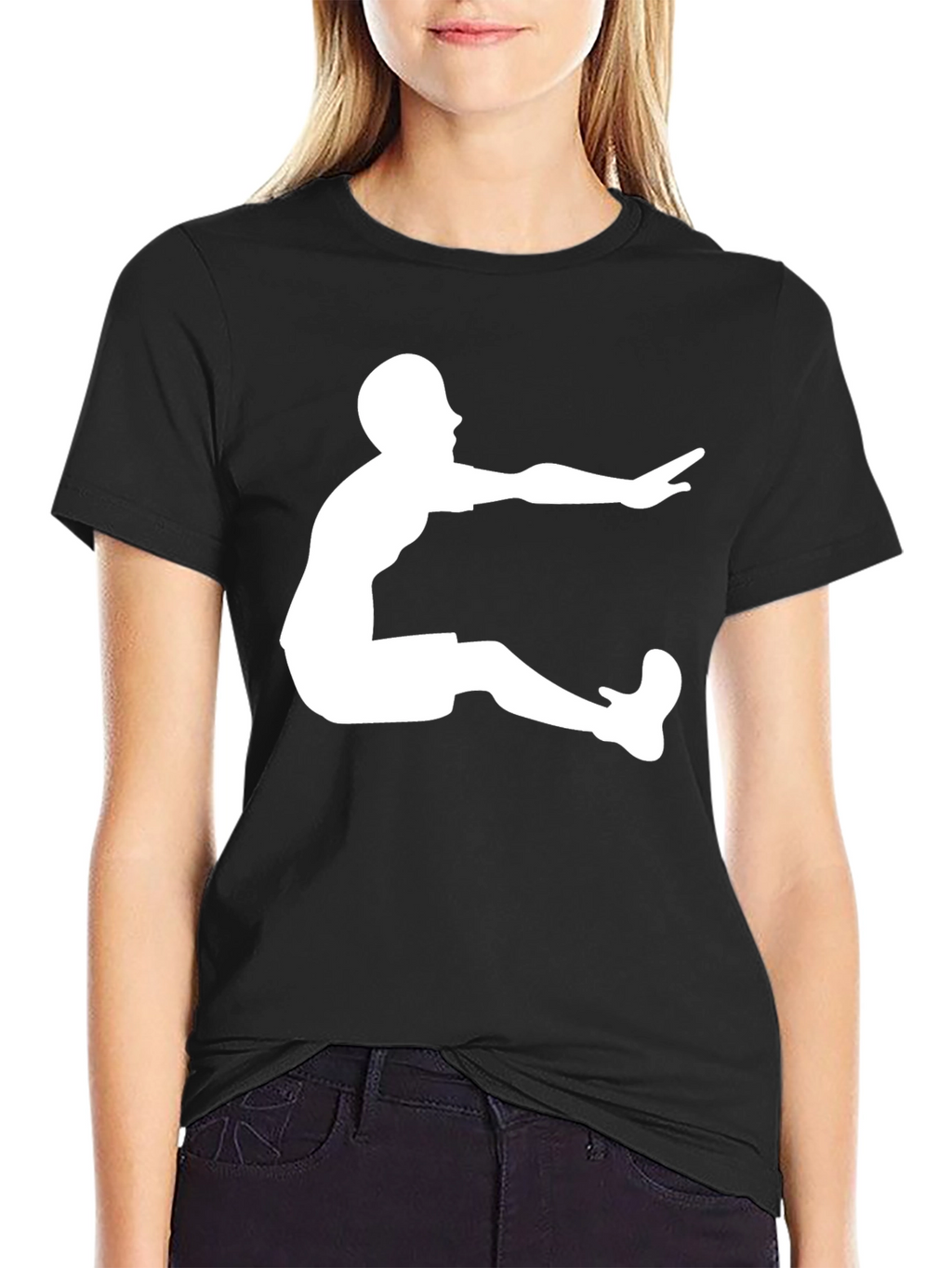 Long Jump Graphic Tee - Black Cotton T-Shirt