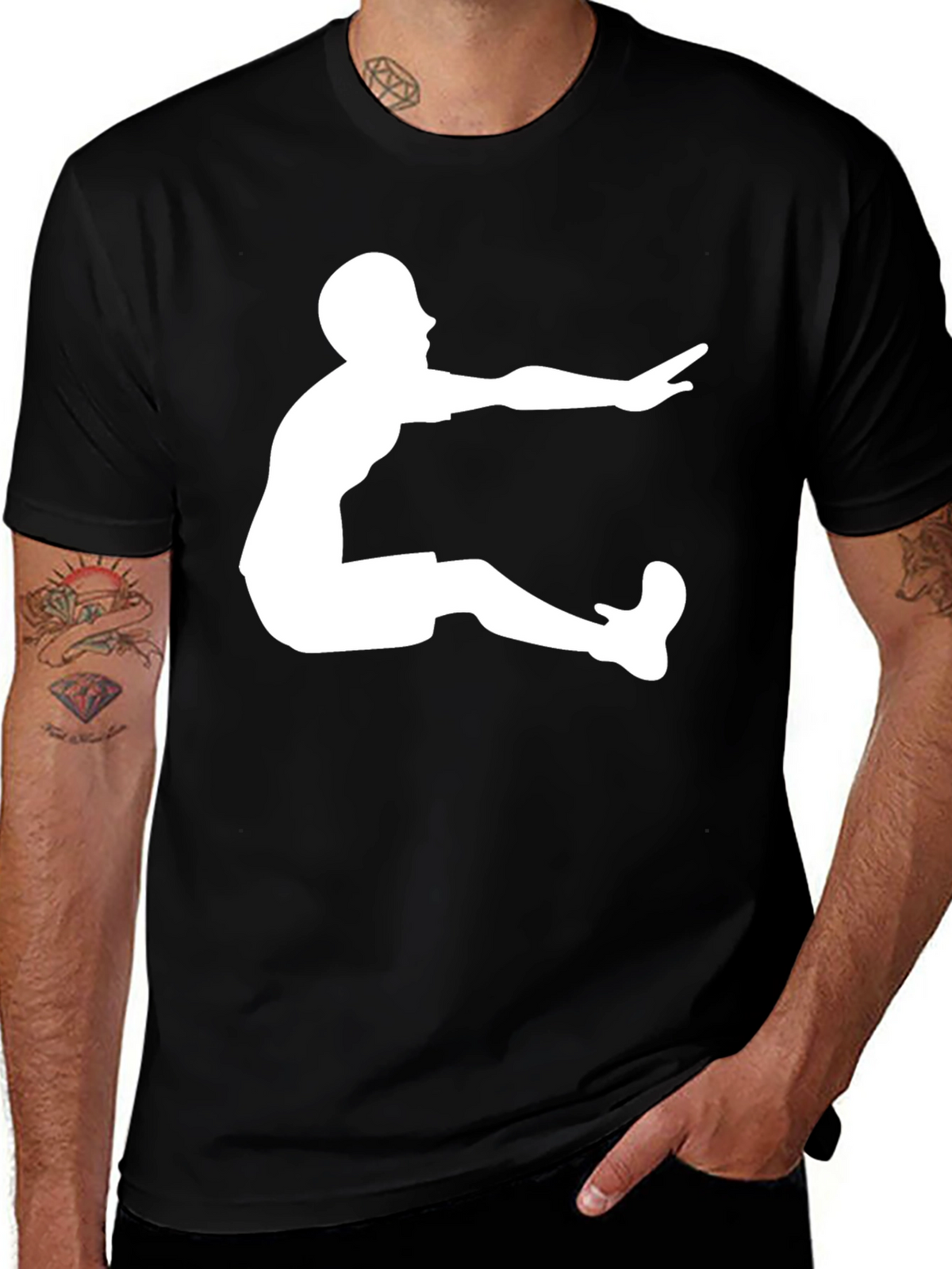 Long Jump Graphic Tee - Black Cotton T-Shirt