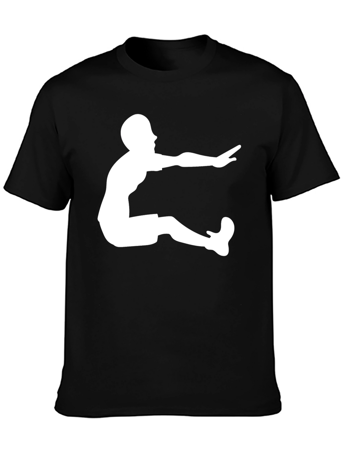 Long Jump Graphic Tee - Black Cotton T-Shirt