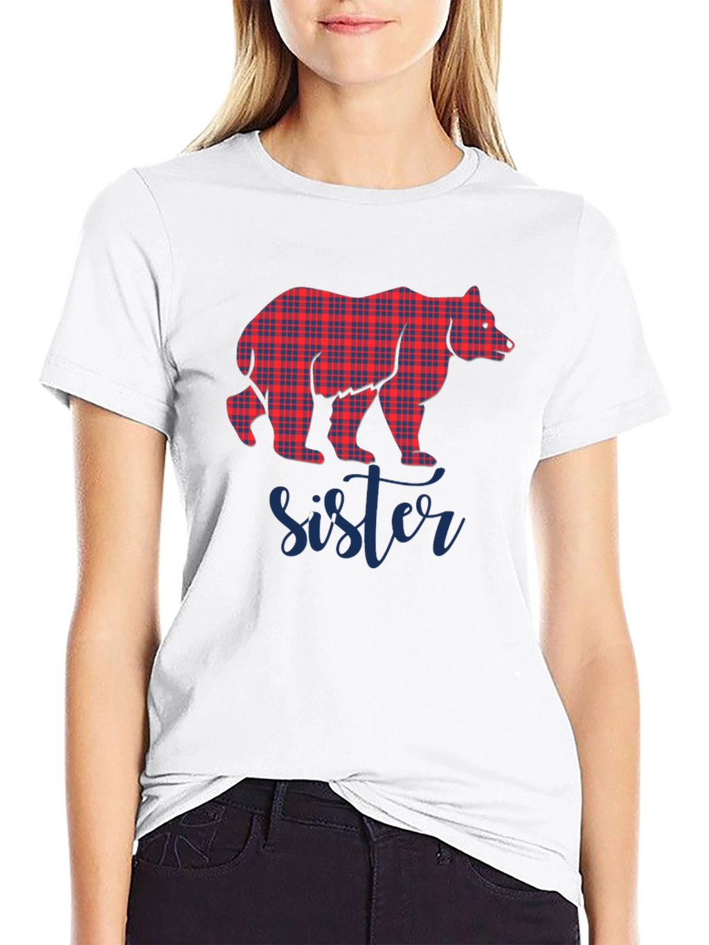Sister Bear Plaid Graphic Tee
