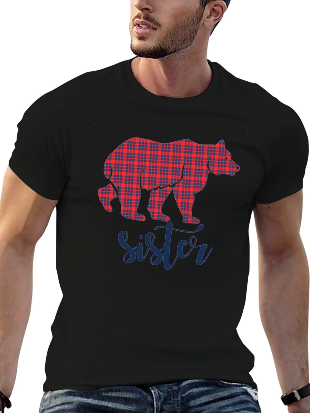 Sister Bear Plaid Graphic Tee