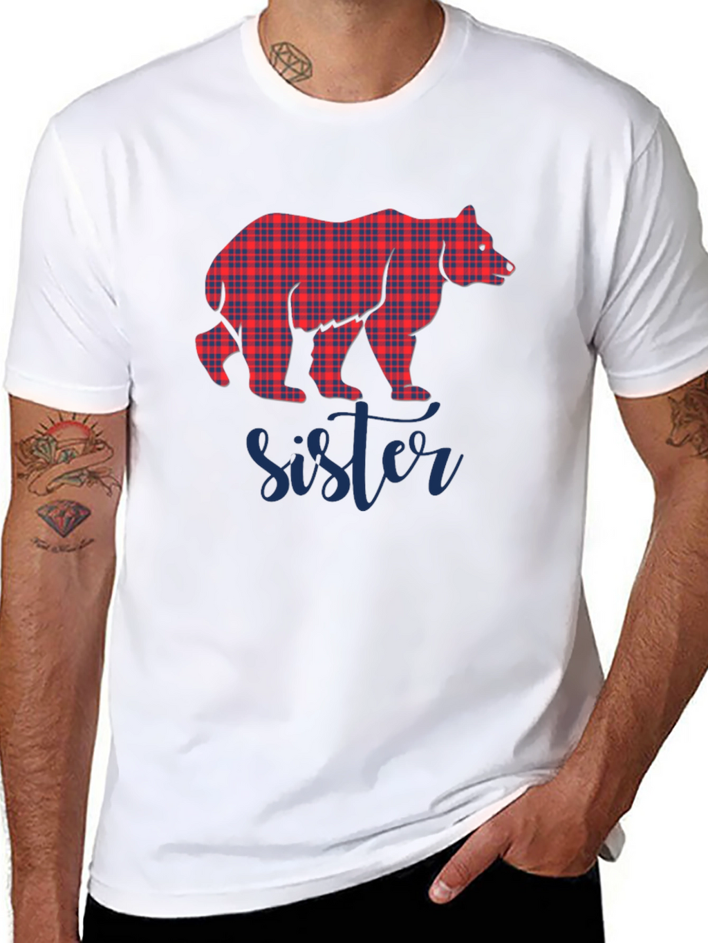 Sister Bear Plaid Graphic Tee
