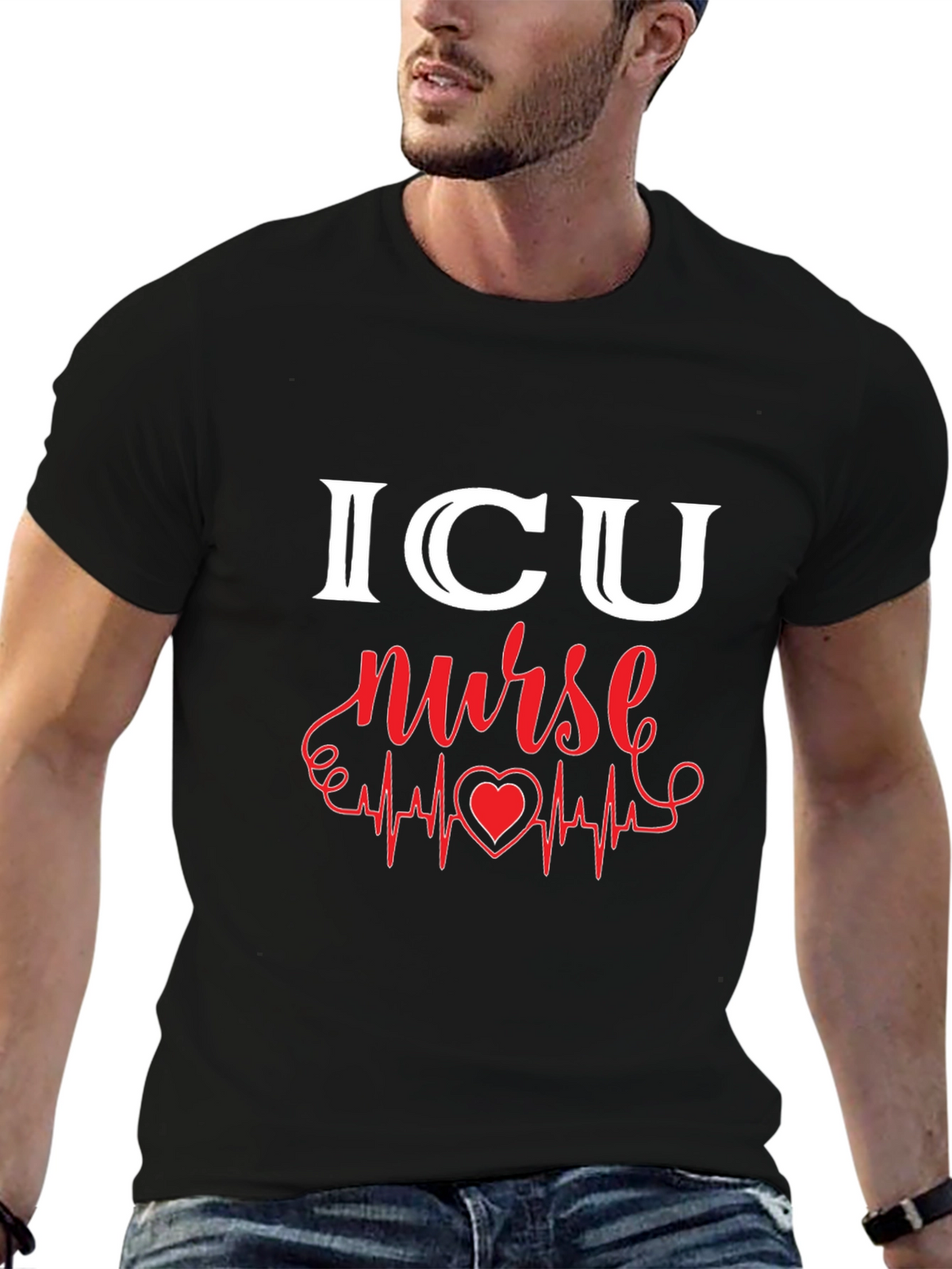 ICU Nurse Heartbeat Graphic Tee
