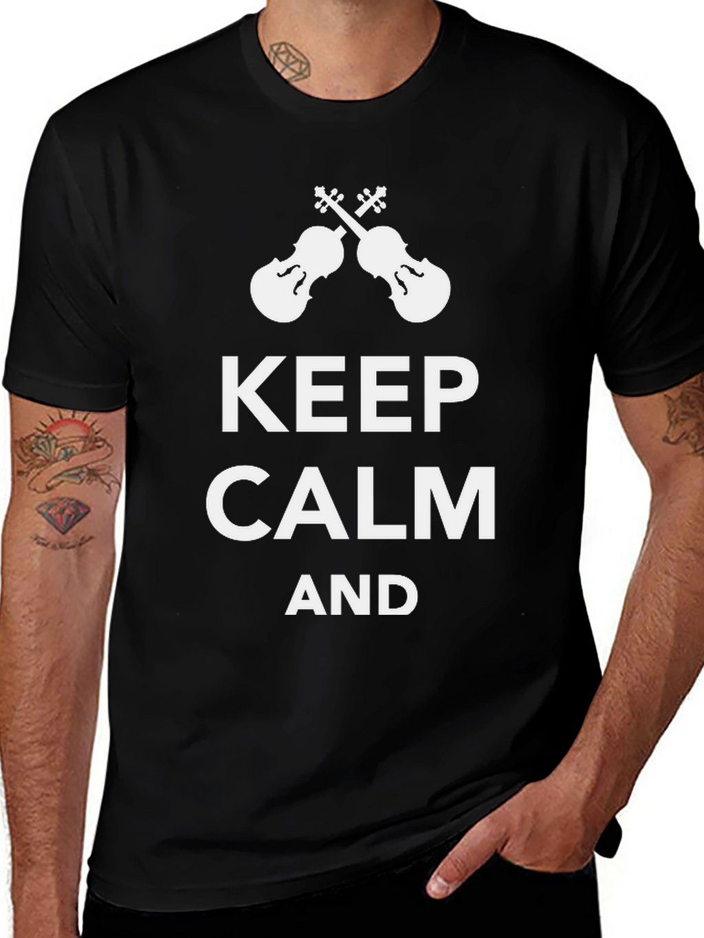 Keep Calm & Play Violin Black Tee