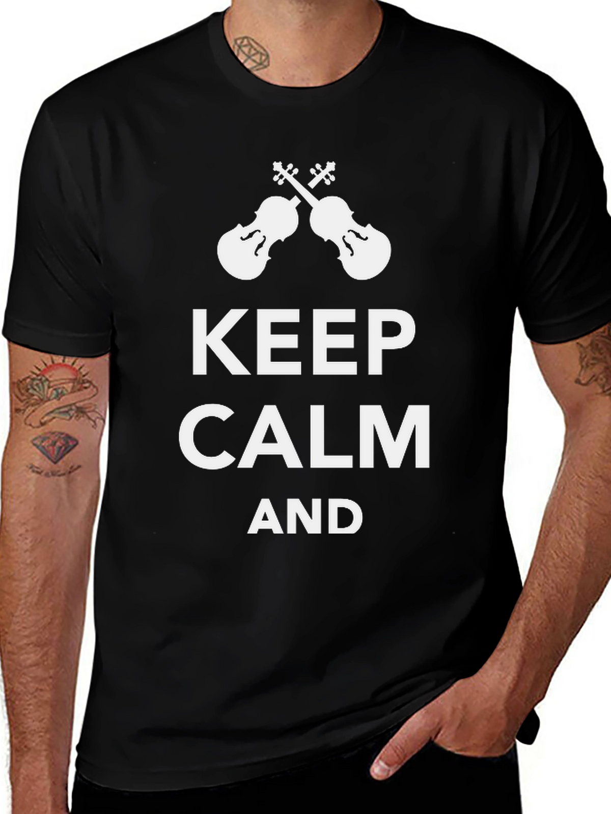 Keep Calm & Play Violin Black Tee