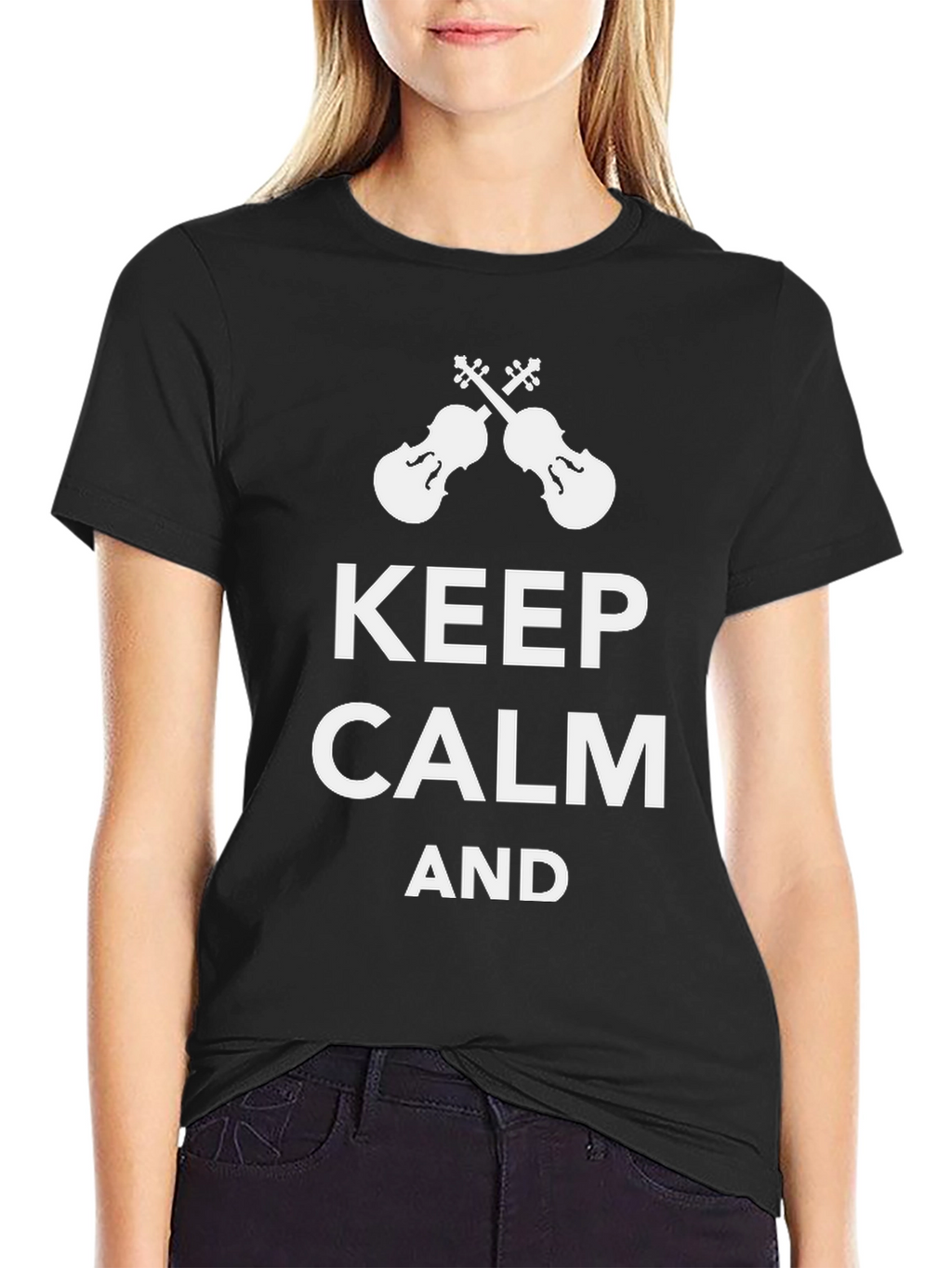 Keep Calm & Play Violin Black Tee