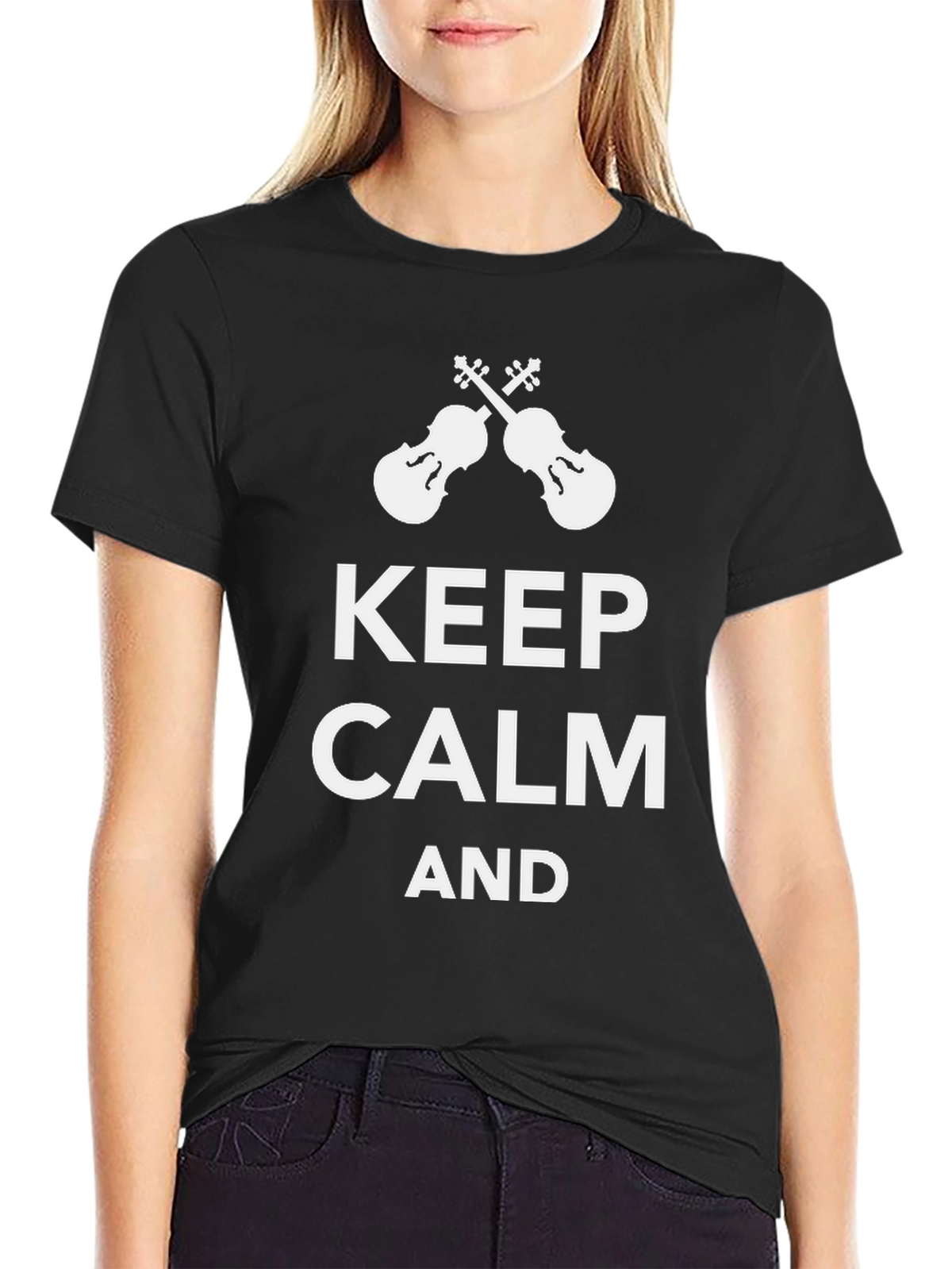 Keep Calm & Play Violin Black Tee