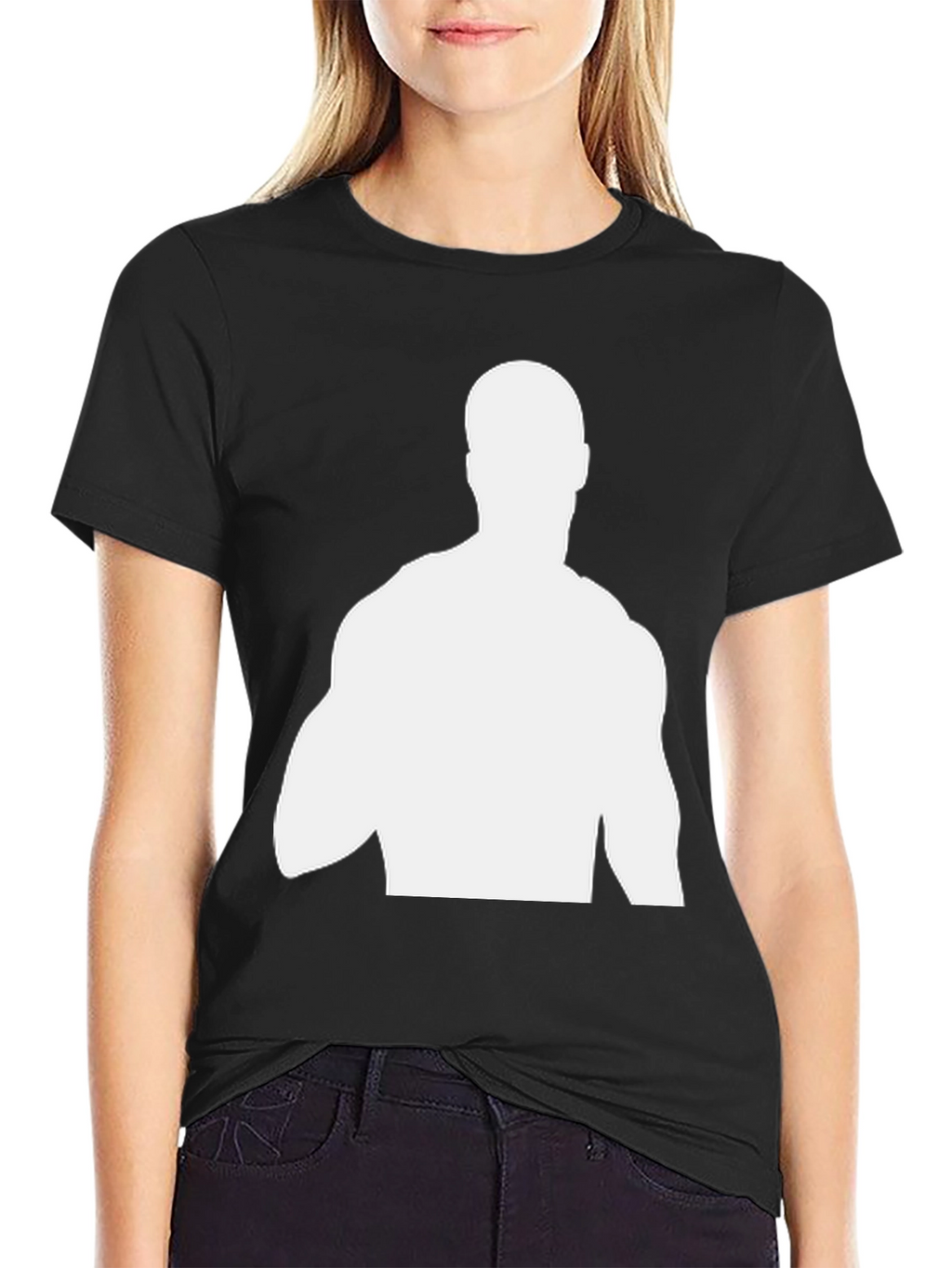 Silhouette Graphic Tee - Black Cotton Blend Casual Shirt