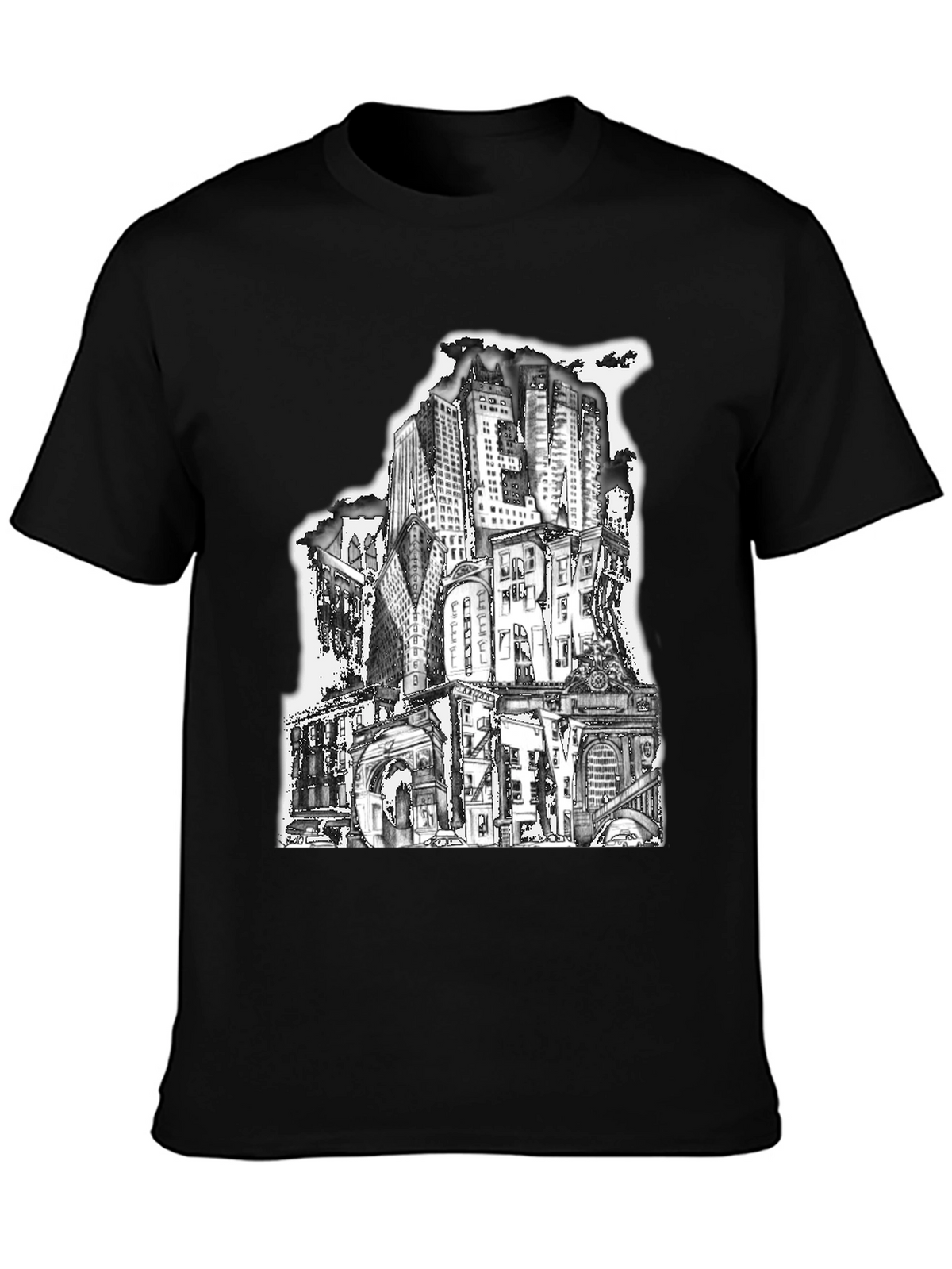 Cityscape Graphic Tee - Urban Style Black T-Shirt