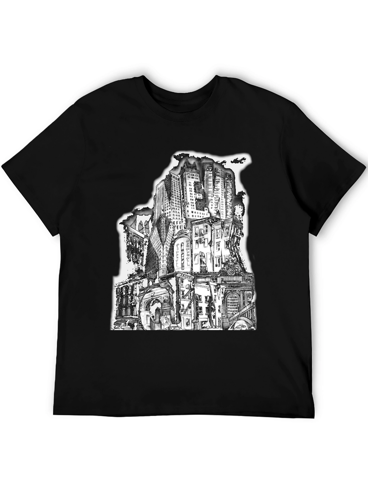 Cityscape Graphic Tee - Urban Style Black T-Shirt
