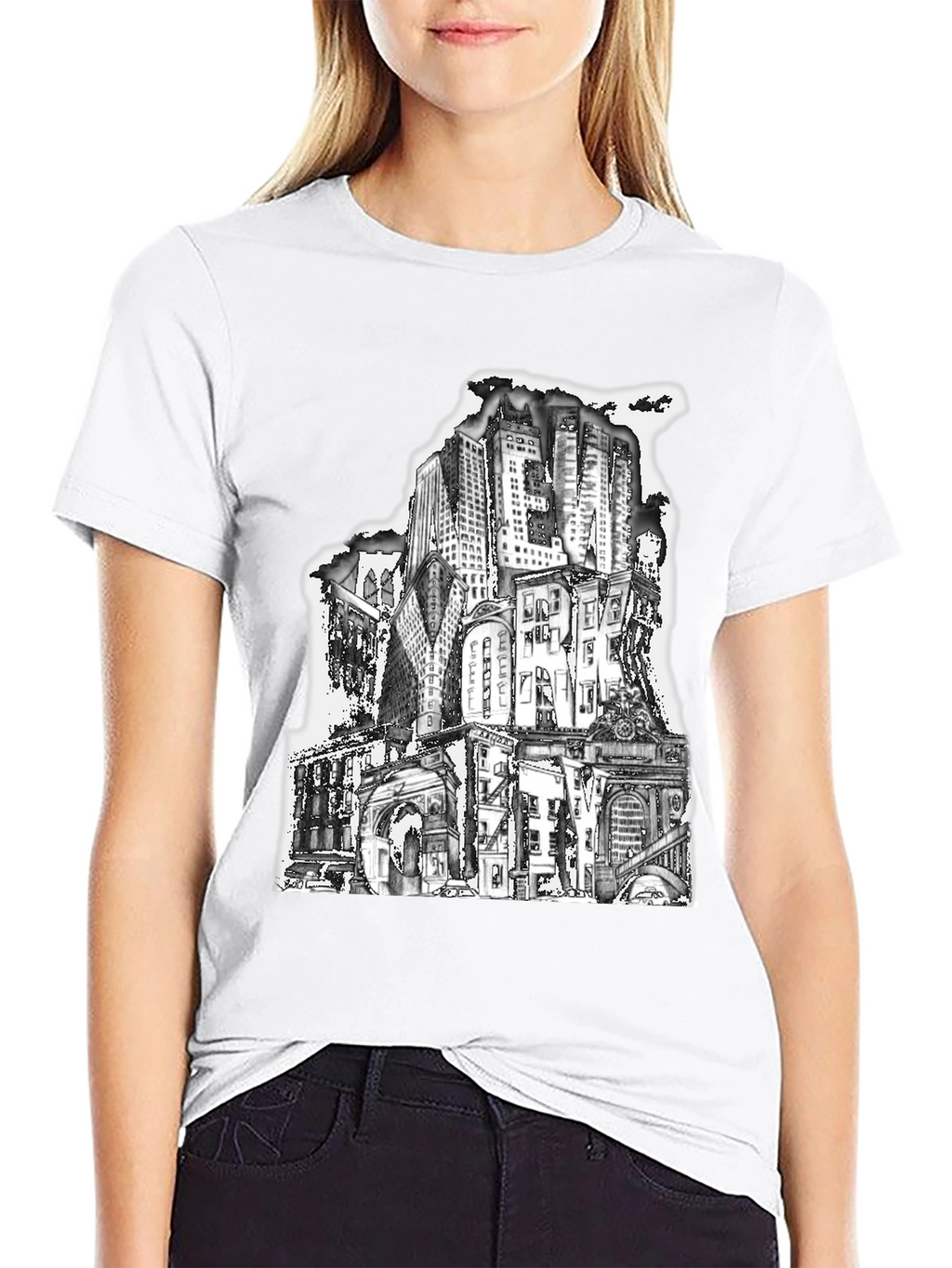 Cityscape Graphic Tee - Urban Style Black T-Shirt