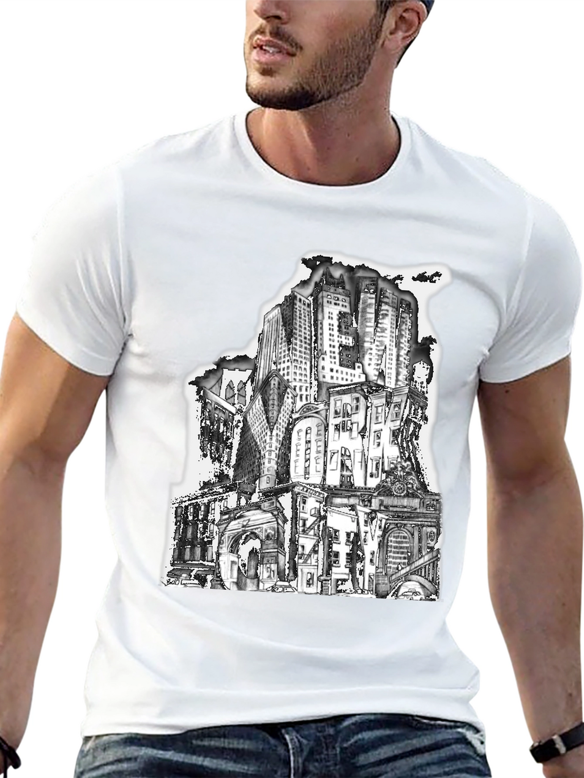 Cityscape Graphic Tee - Urban Style Black T-Shirt