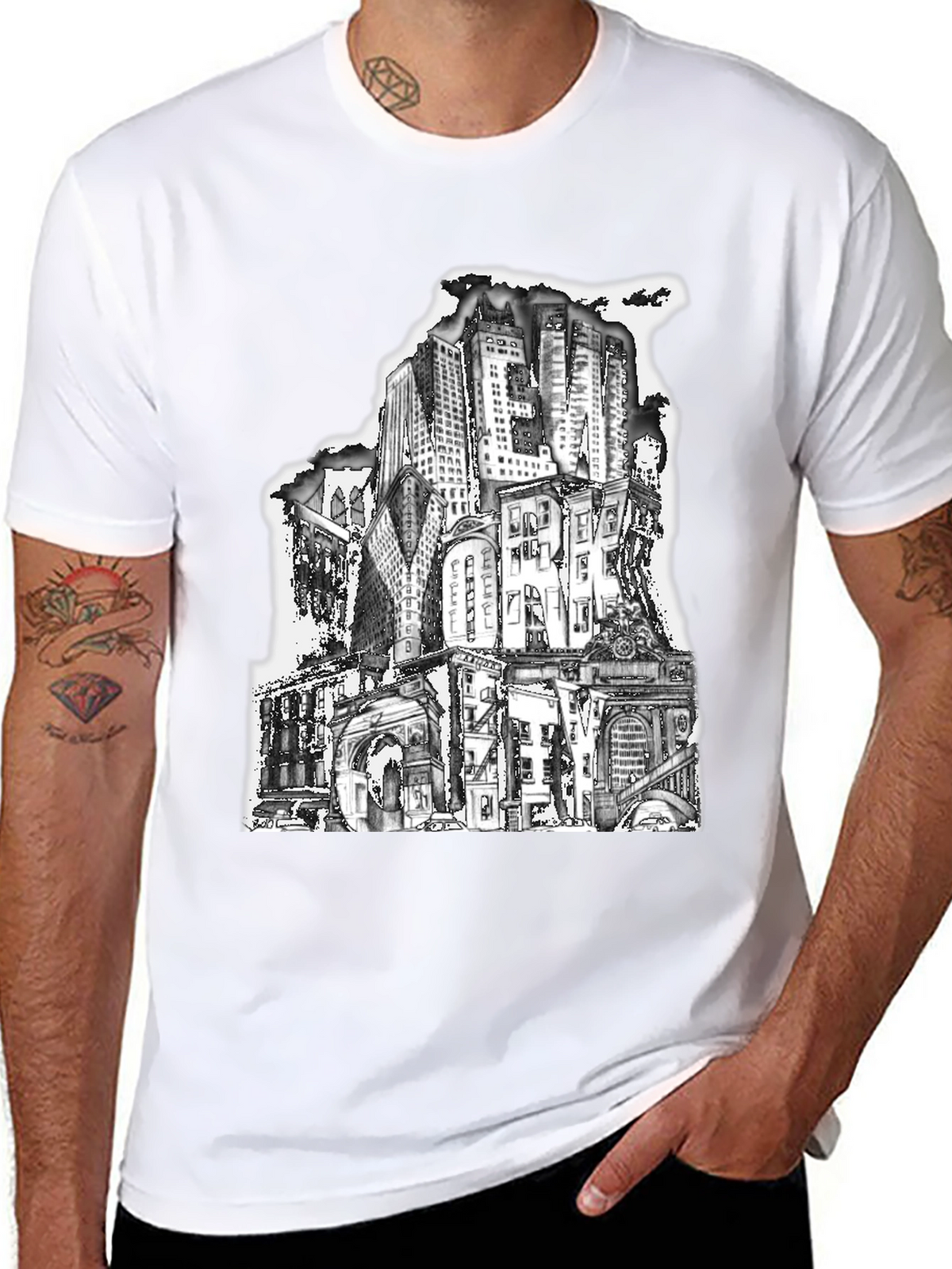 Cityscape Graphic Tee - Urban Style Black T-Shirt