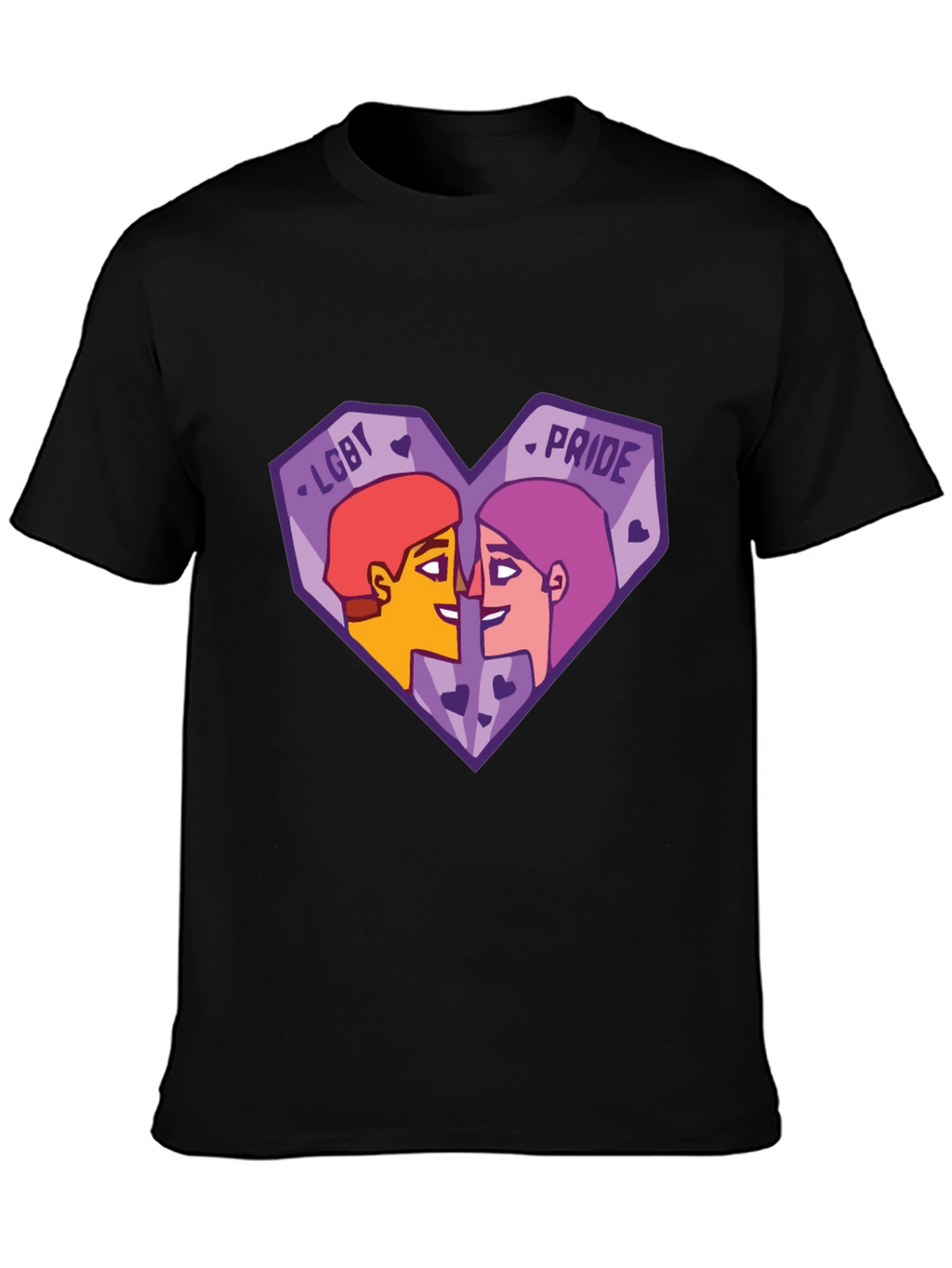 LGBT Pride Heart Graphic Tee - Black