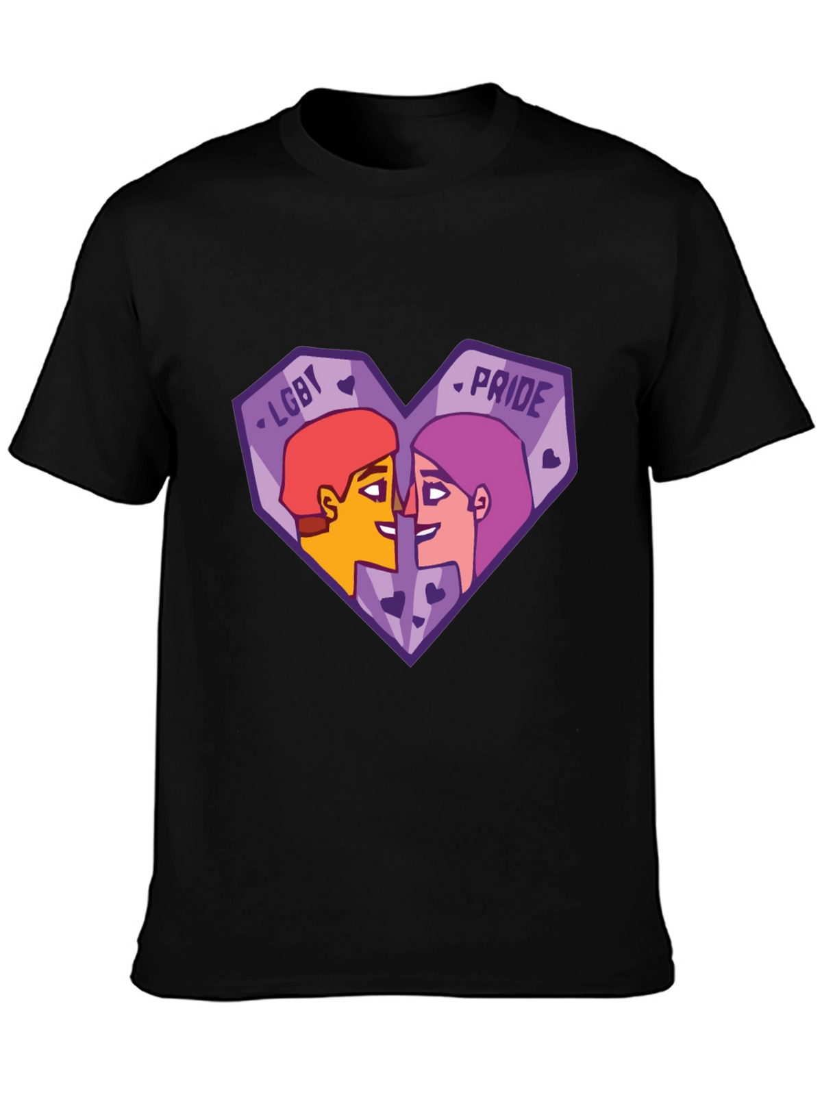 LGBT Pride Heart Graphic Tee - Black