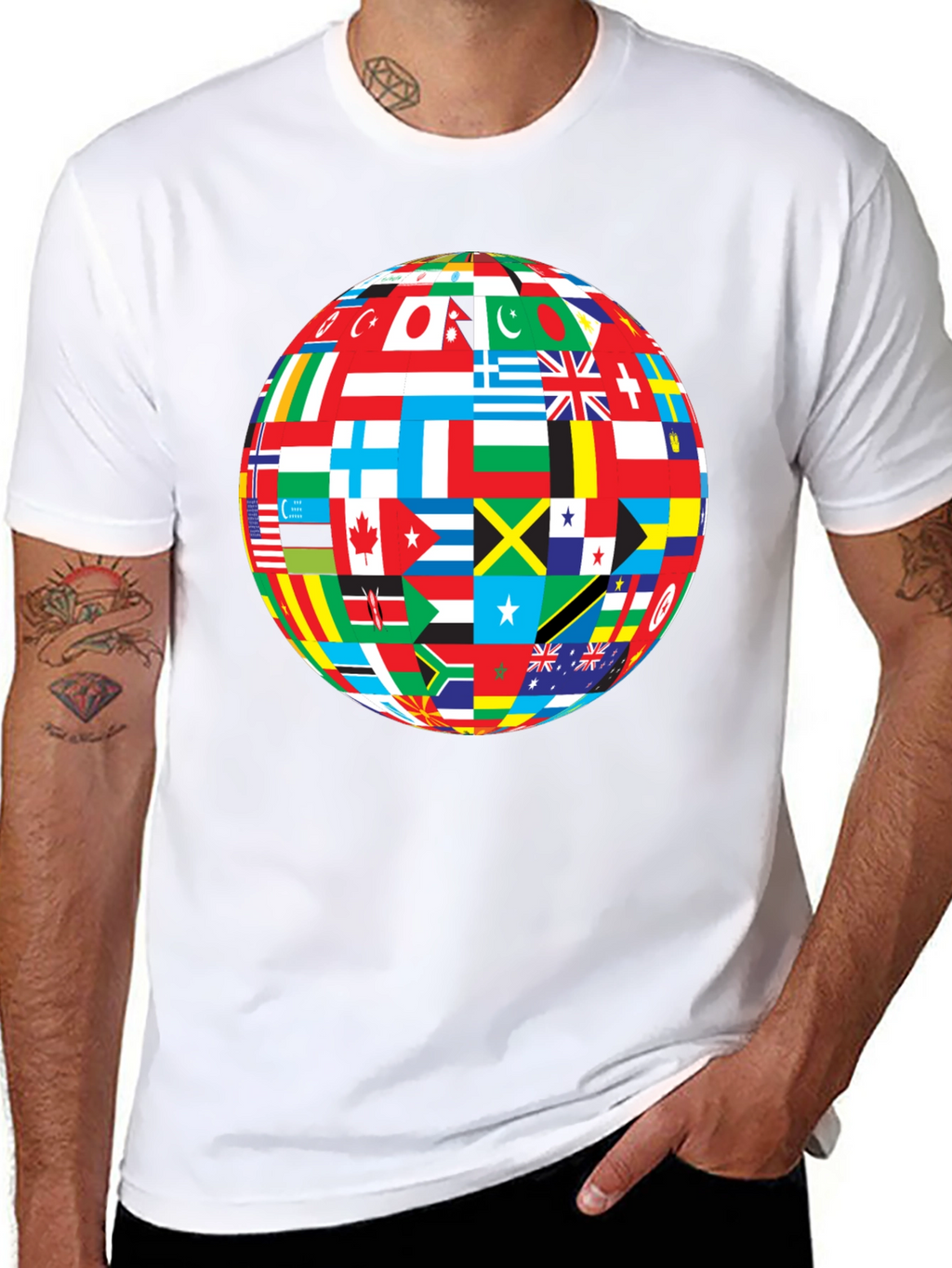 Global Flags Graphic Black T-Shirt