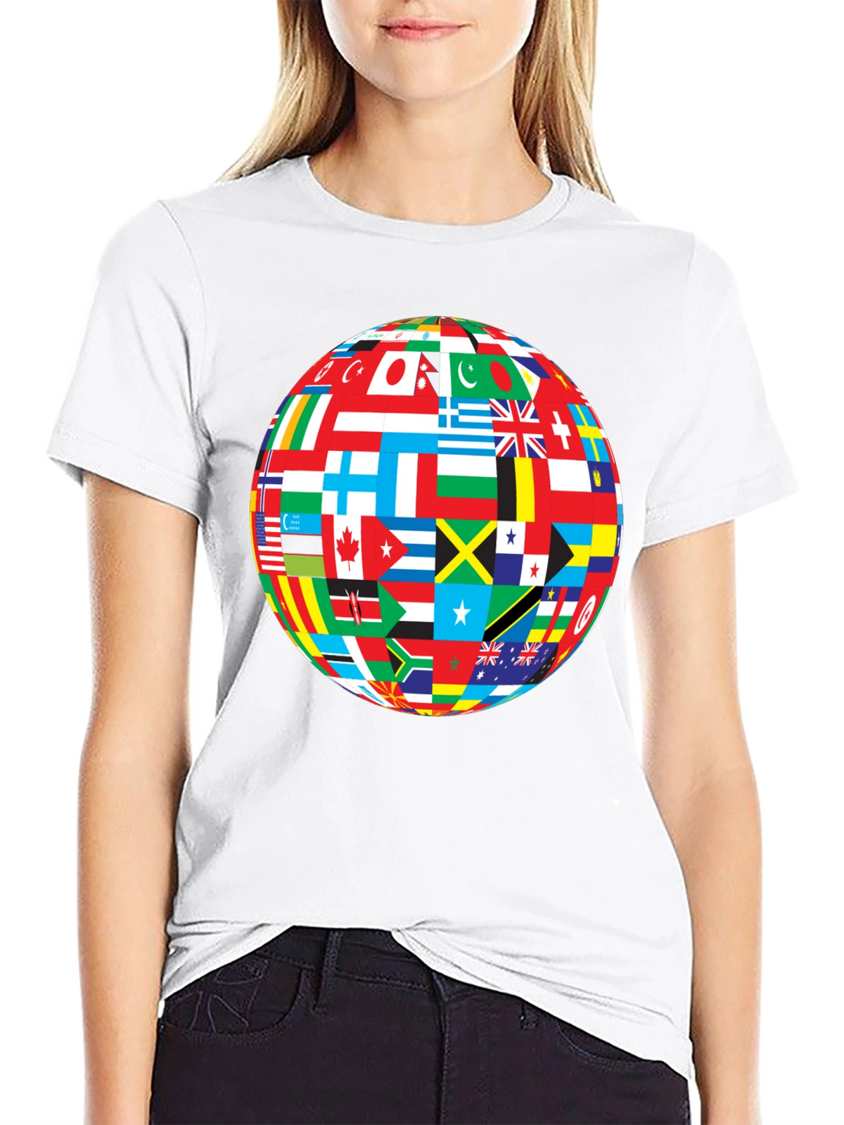 Global Flags Graphic Black T-Shirt