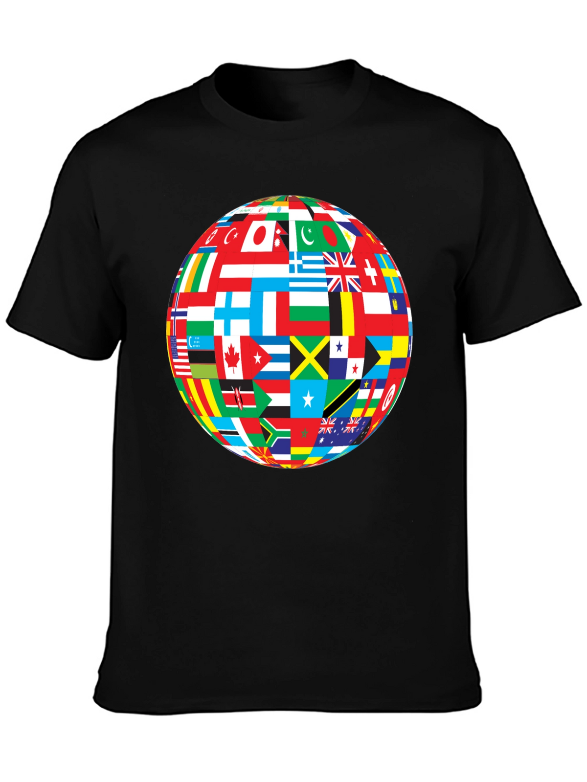 Global Flags Graphic Black T-Shirt