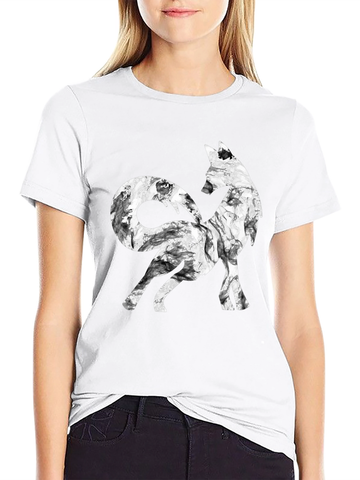 Stylish Fox Graphic Black T-Shirt