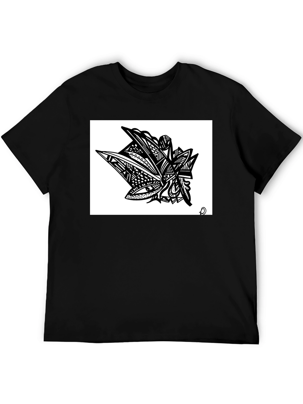 Abstract Art Graphic Tee - Modern Black Shirt
