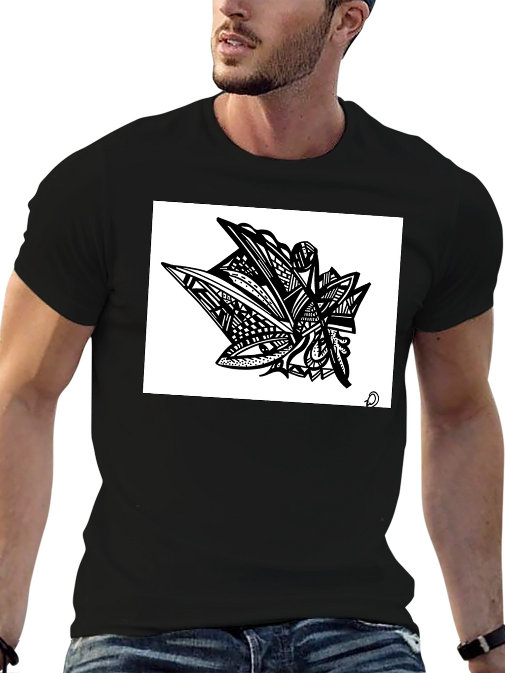 Abstract Art Graphic Tee - Modern Black Shirt