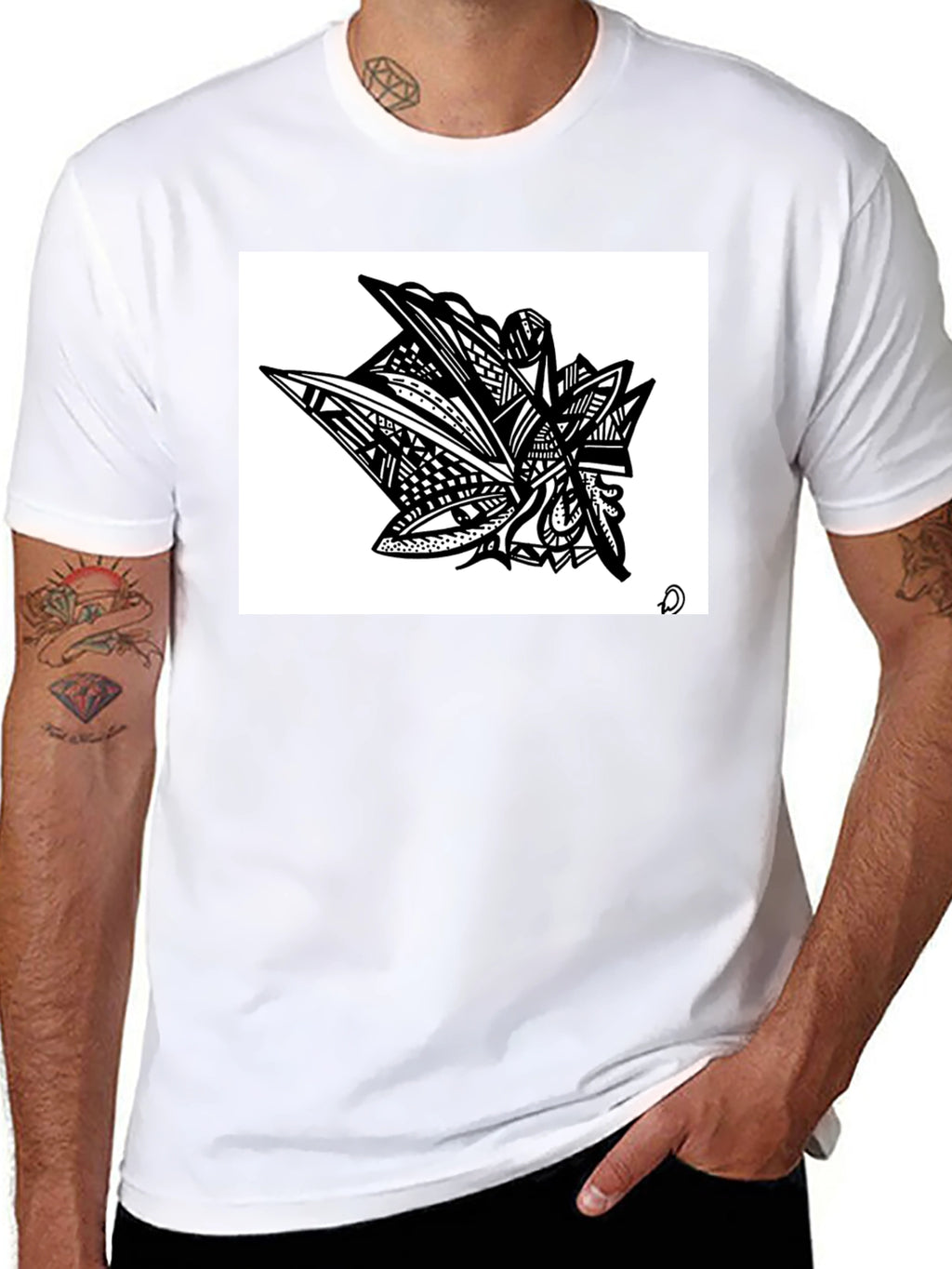 Abstract Art Graphic Tee - Modern Black Shirt