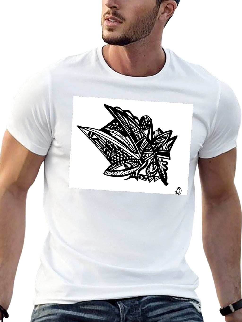 Abstract Art Graphic Tee - Modern Black Shirt