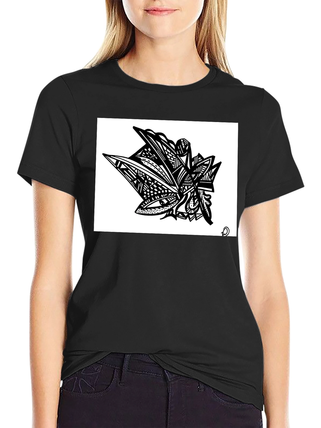 Abstract Art Graphic Tee - Modern Black Shirt