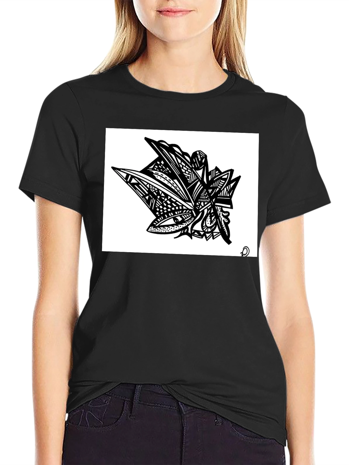Abstract Art Graphic Tee - Modern Black Shirt