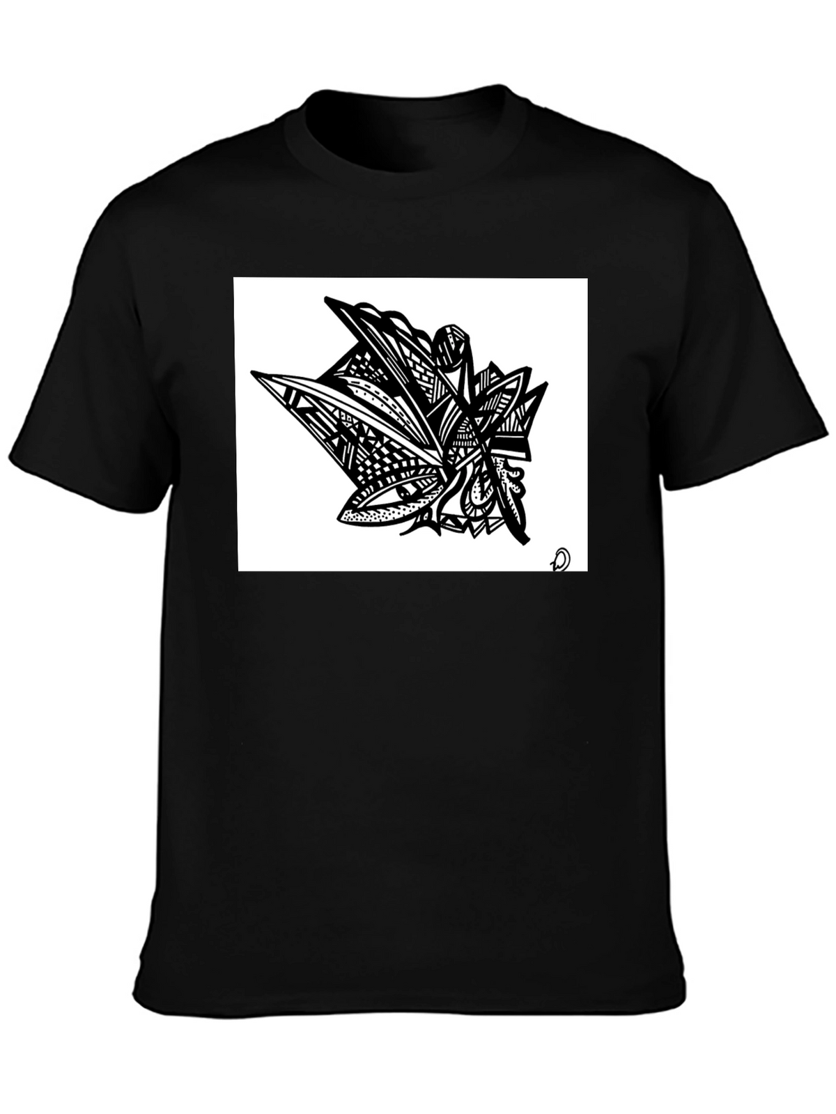 Abstract Art Graphic Tee - Modern Black Shirt