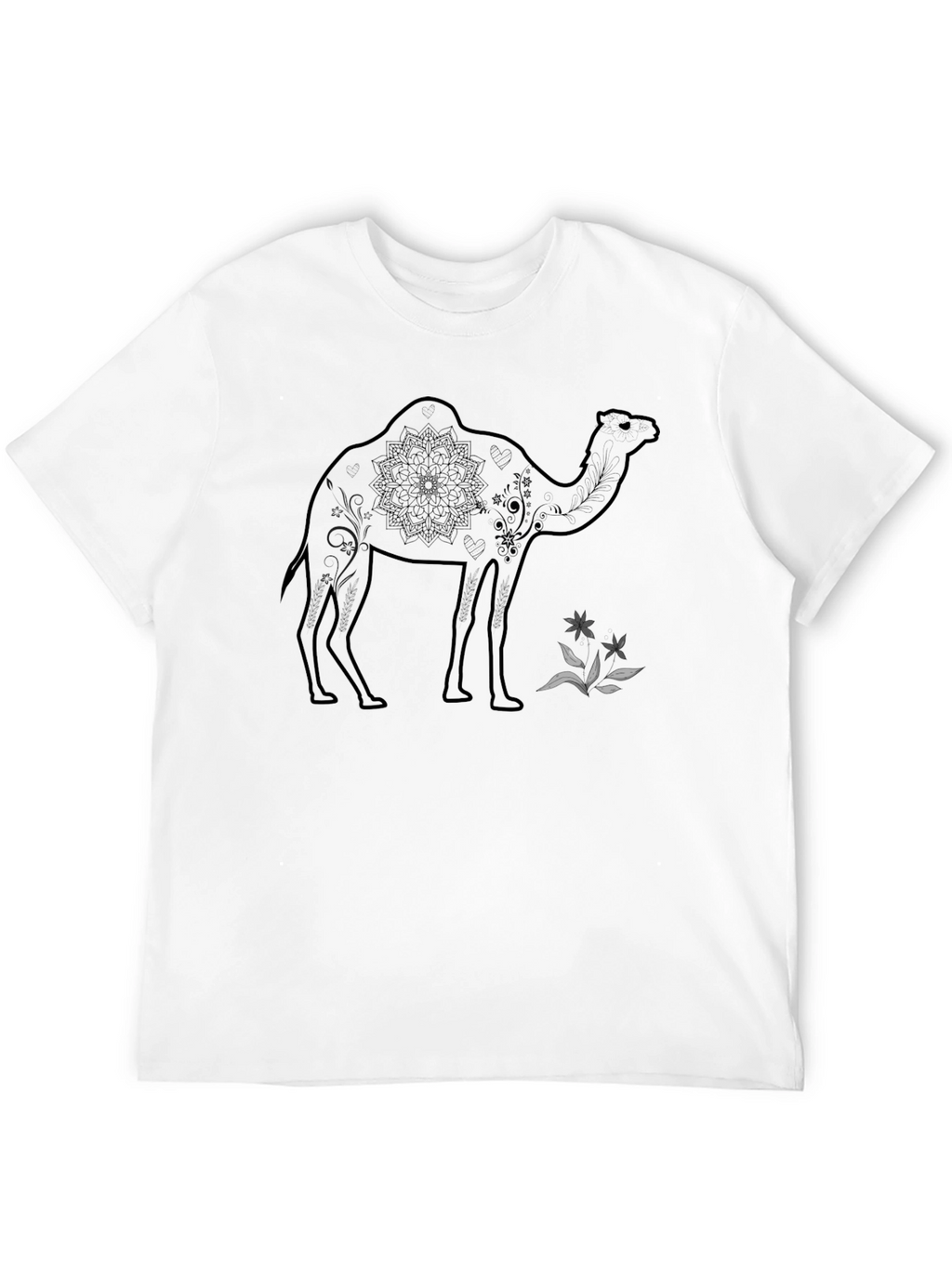 Camel Mandala Graphic Tee - Unisex Black T-Shirt