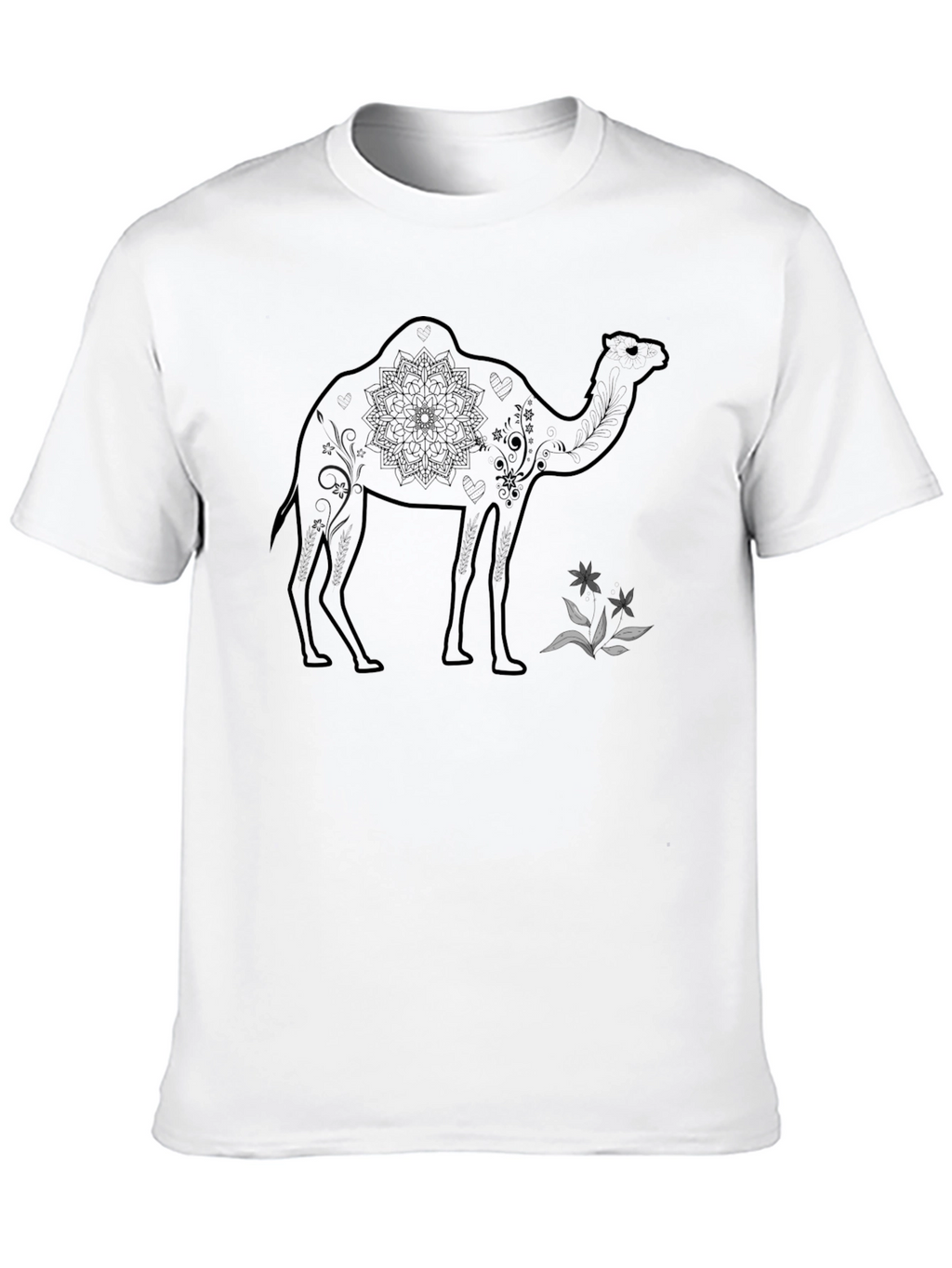 Camel Mandala Graphic Tee - Unisex Black T-Shirt