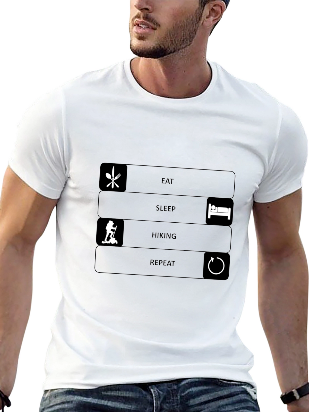 Eat Sleep Hiking Repeat Black T-Shirt