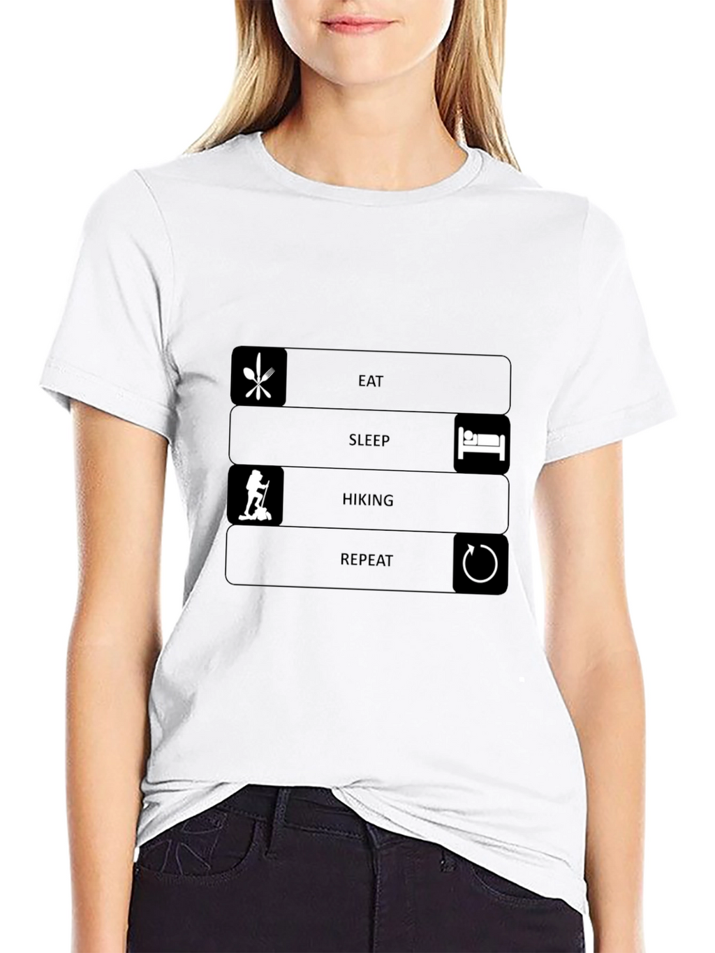 Eat Sleep Hiking Repeat Black T-Shirt
